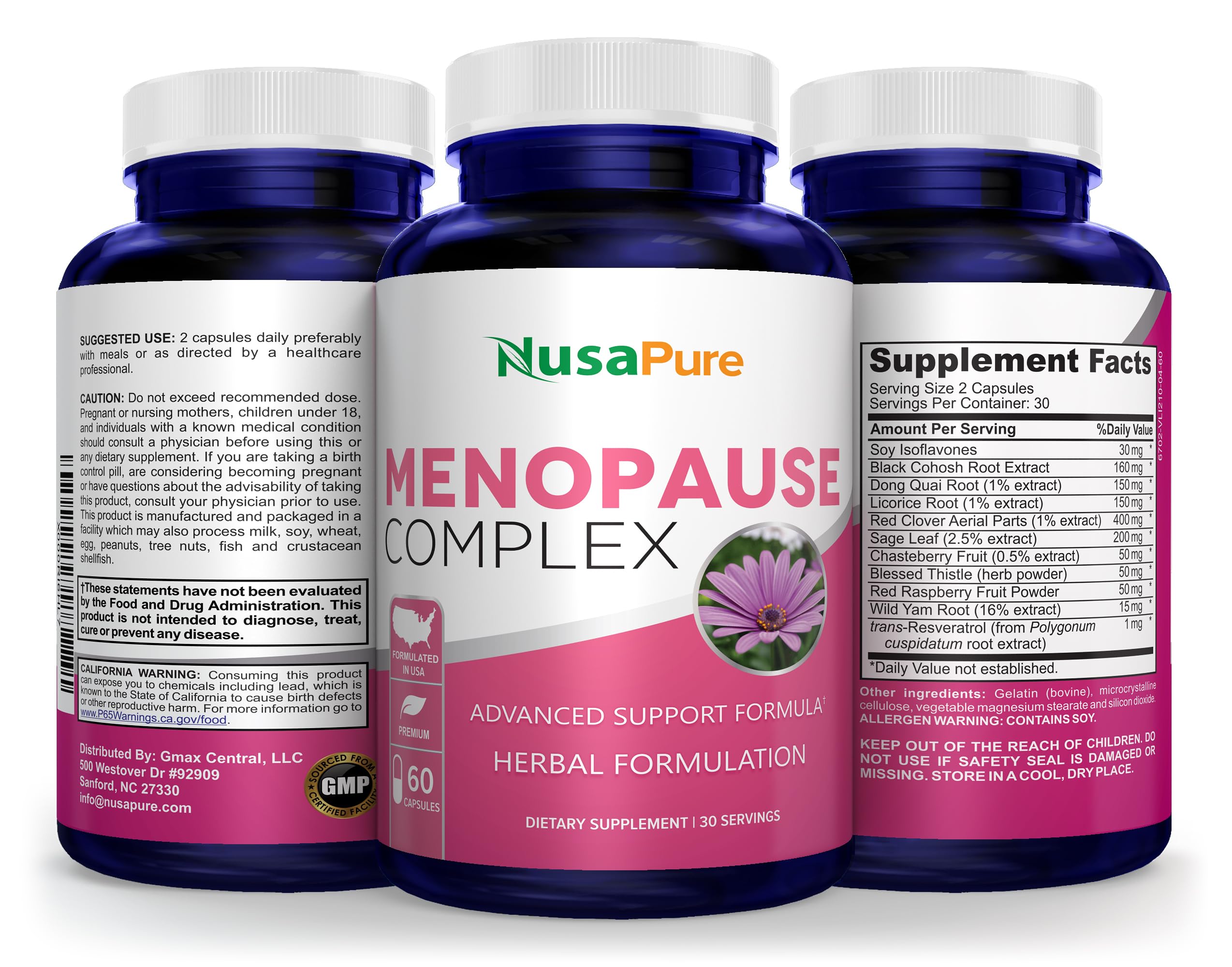 NusaPure Menopause Complex : Black Cohosh and Herbal Ingredients - 60 Capsules NusaPure uk supplements