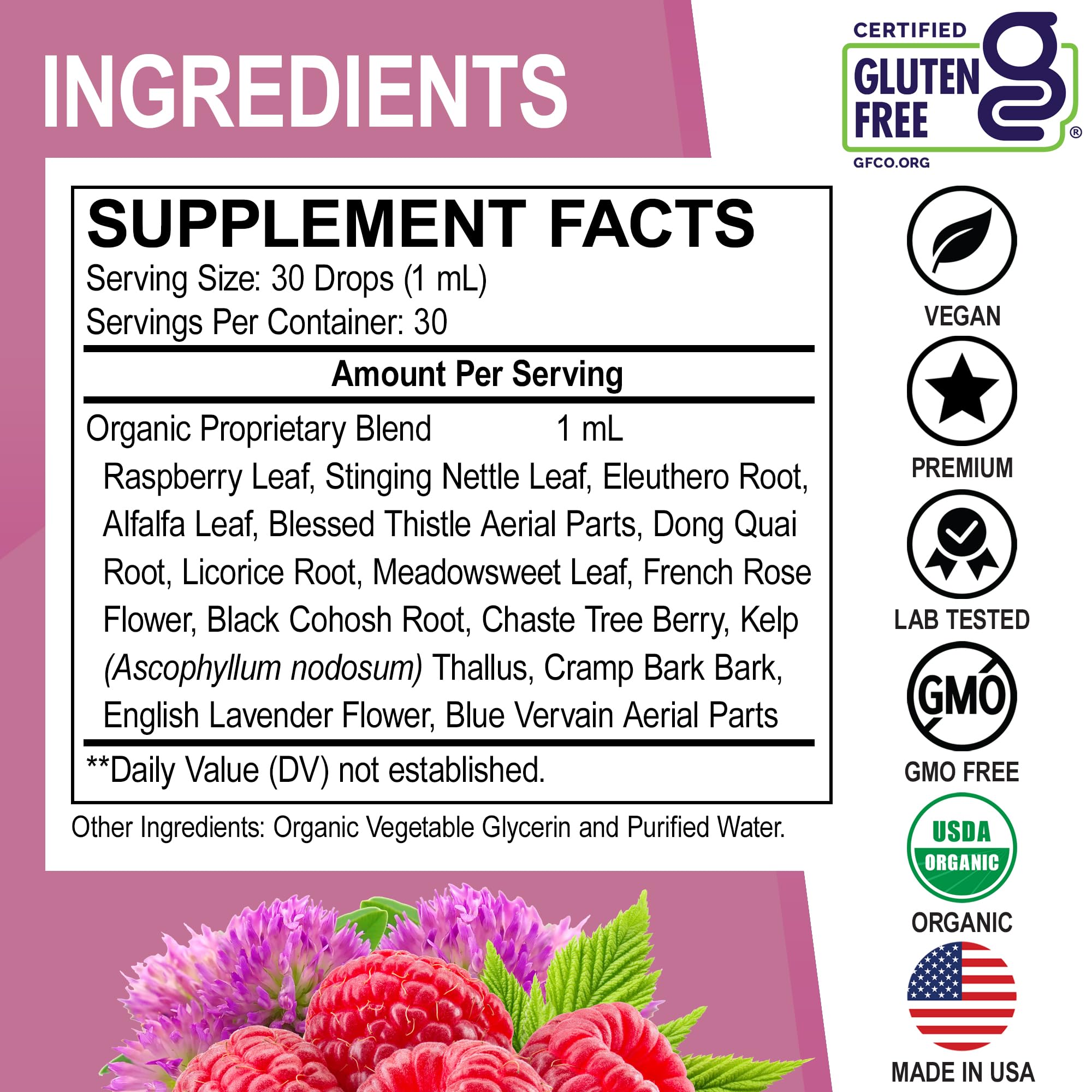 Hormone Balance for Women & PMS Relief - Women's Wellness Organic Hormonal Balance Supplements Liquid Drops & Menstrual Cramp Period Support - Raspberry Leaf, Chasteberry, Black Cohosh Supplement 1 Oz DR. BO uk supplements
