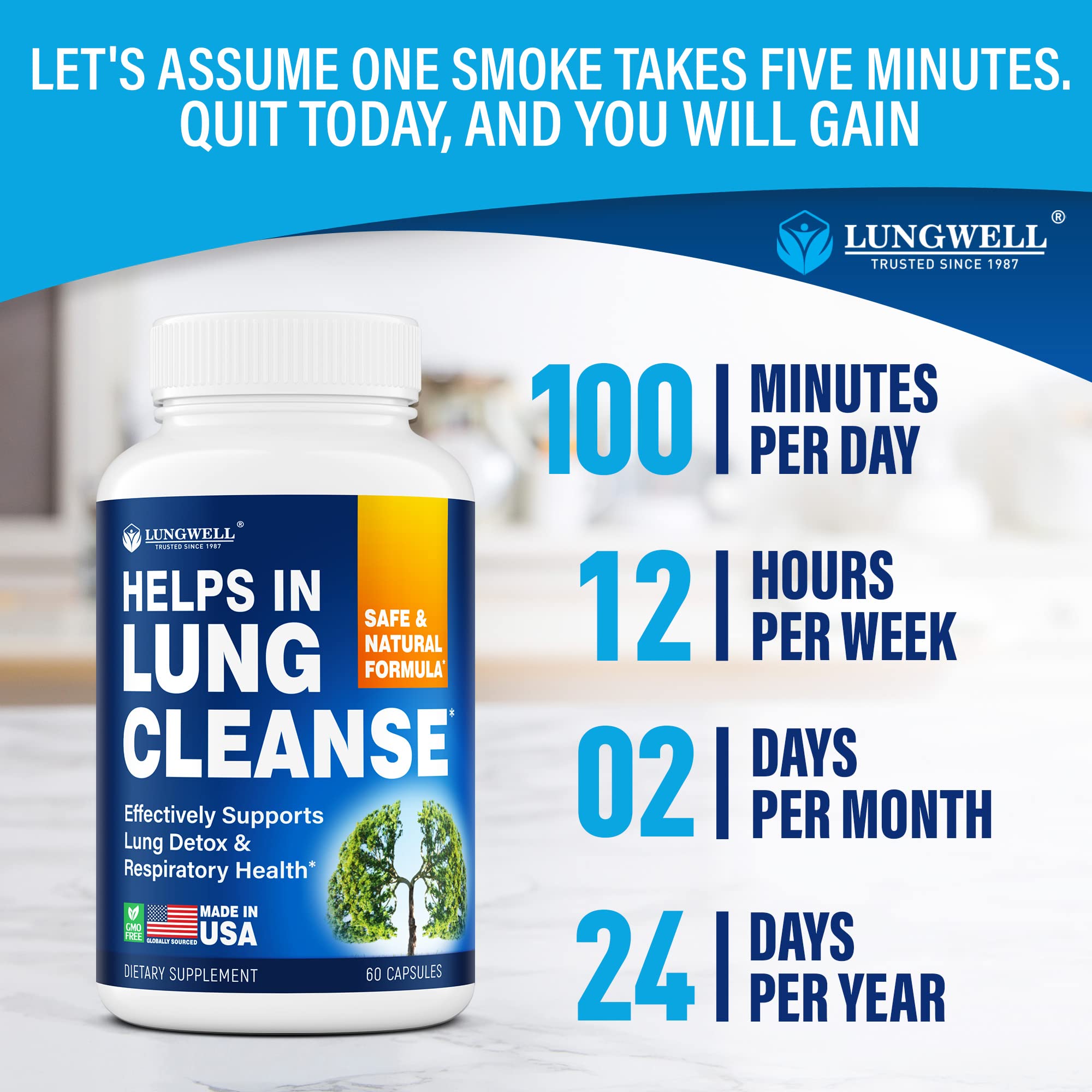 LUNGWELL Quit Smoking Aid - Made in USA - Helps to Clear Lungs & Stop LUNGWELL uk supplements