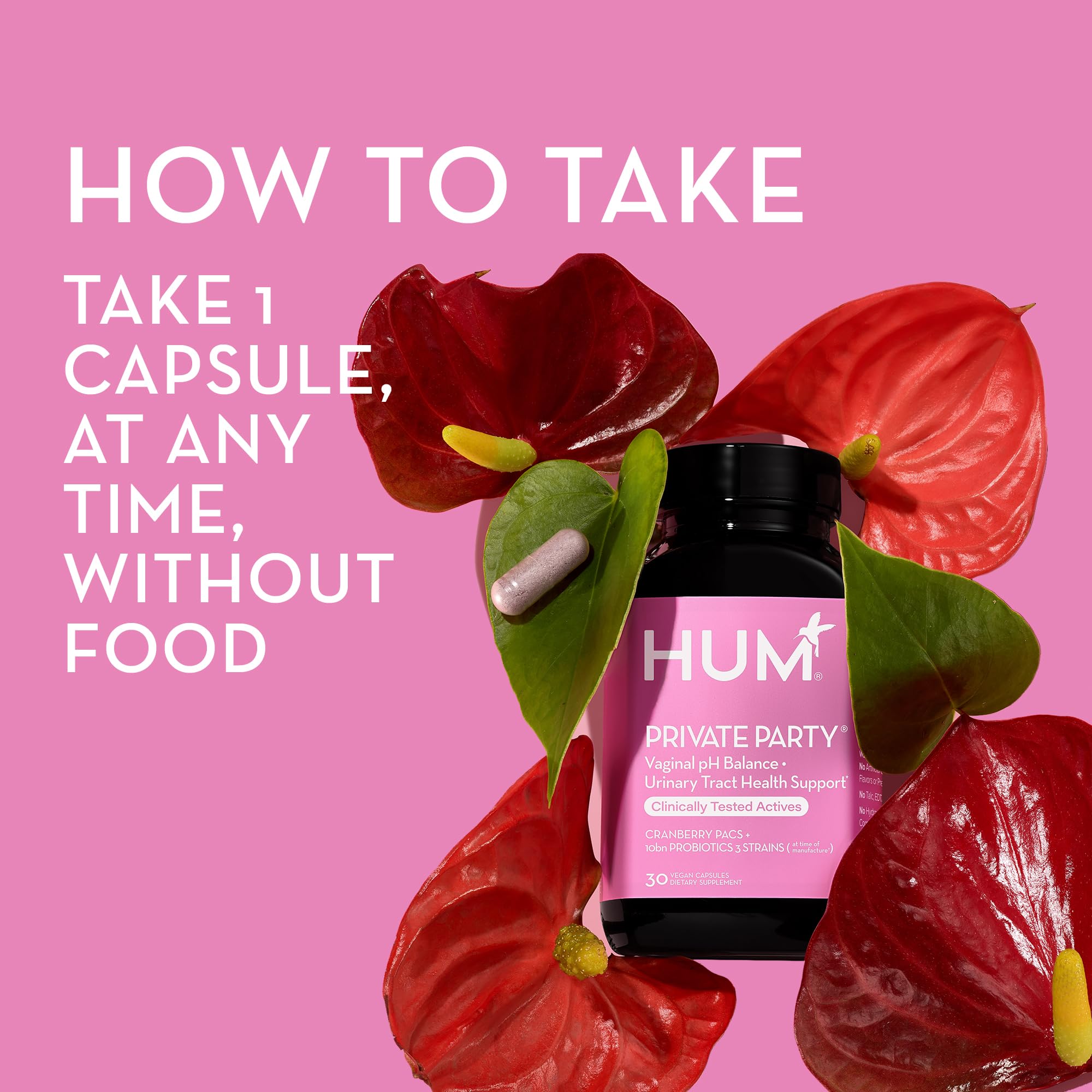 HUM Private Party Pills - Vaginal Probiotics for Women's Ph Balance with Cranberry HUM uk supplements