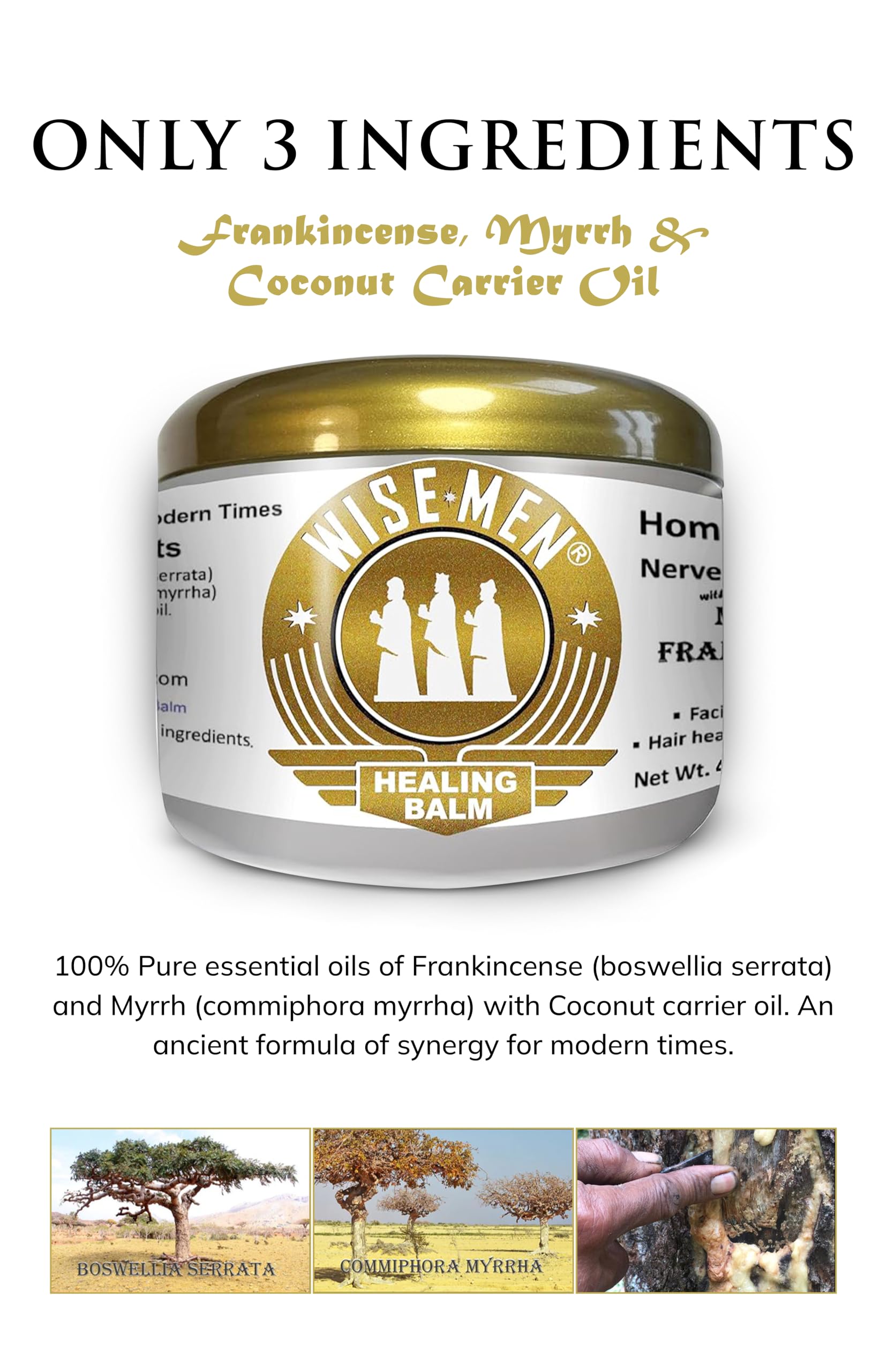 Wise Men Healing Balm with Myrrh and Frankincense Essential Oils for Soothing Nerve Relief Massage Wise Men uk supplements