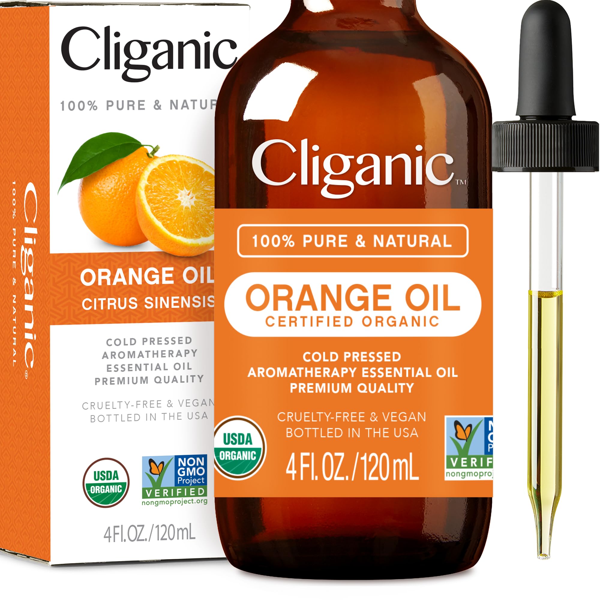 Cliganic USDA Organic Sweet Orange Essential Oil, 4oz - 100% Pure Natural for Aromatherapy Diffuser Cliganic uk supplements