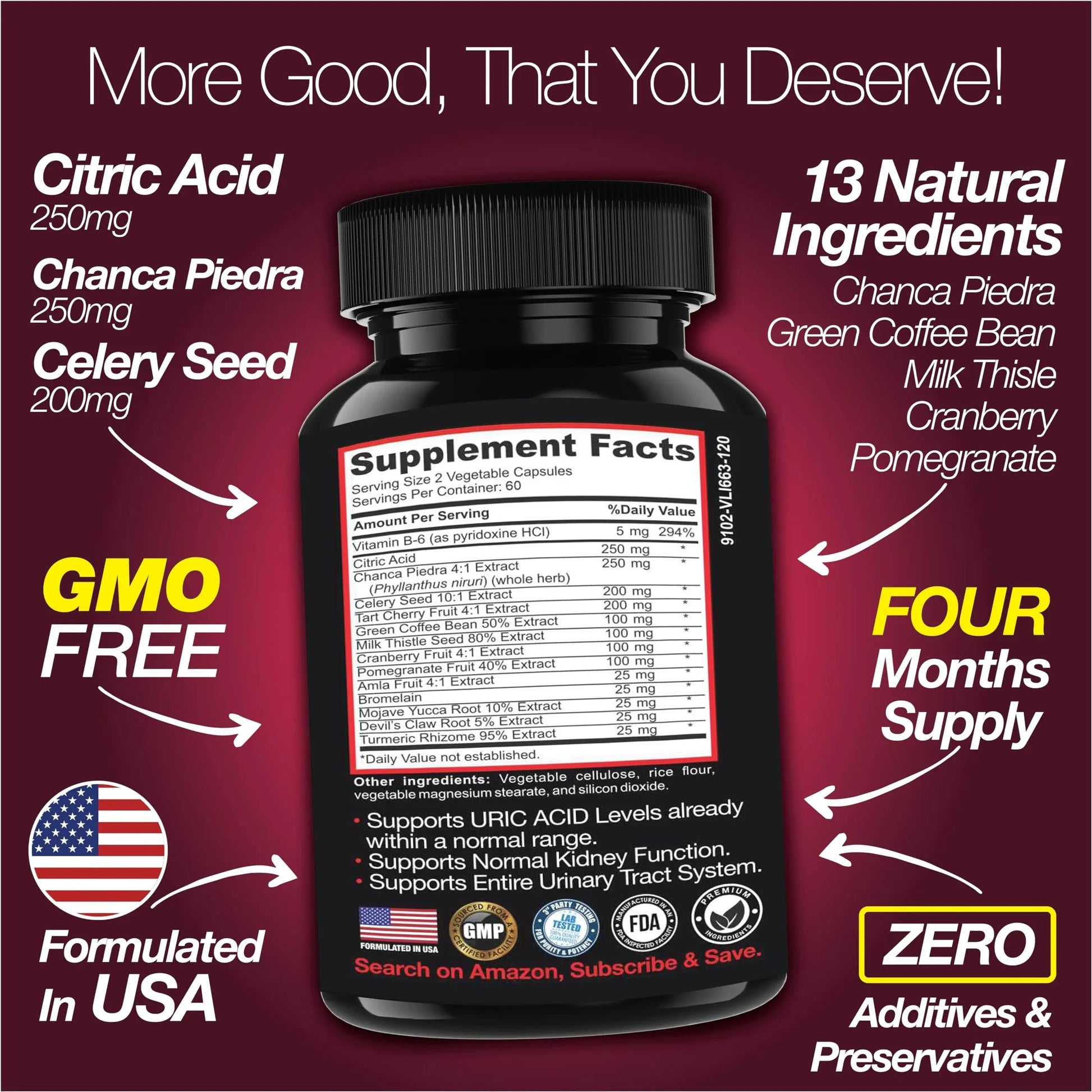 Saint Mingiano Uric Acid Flush for Gout Support -120 Capsules - Supports Kidney Cleanse Detox & Repair, Gallbladder & Urinary Tract Issues - Essential for Detox & Joint Support - Cranberry Extract Saint Mingiano uk supplements