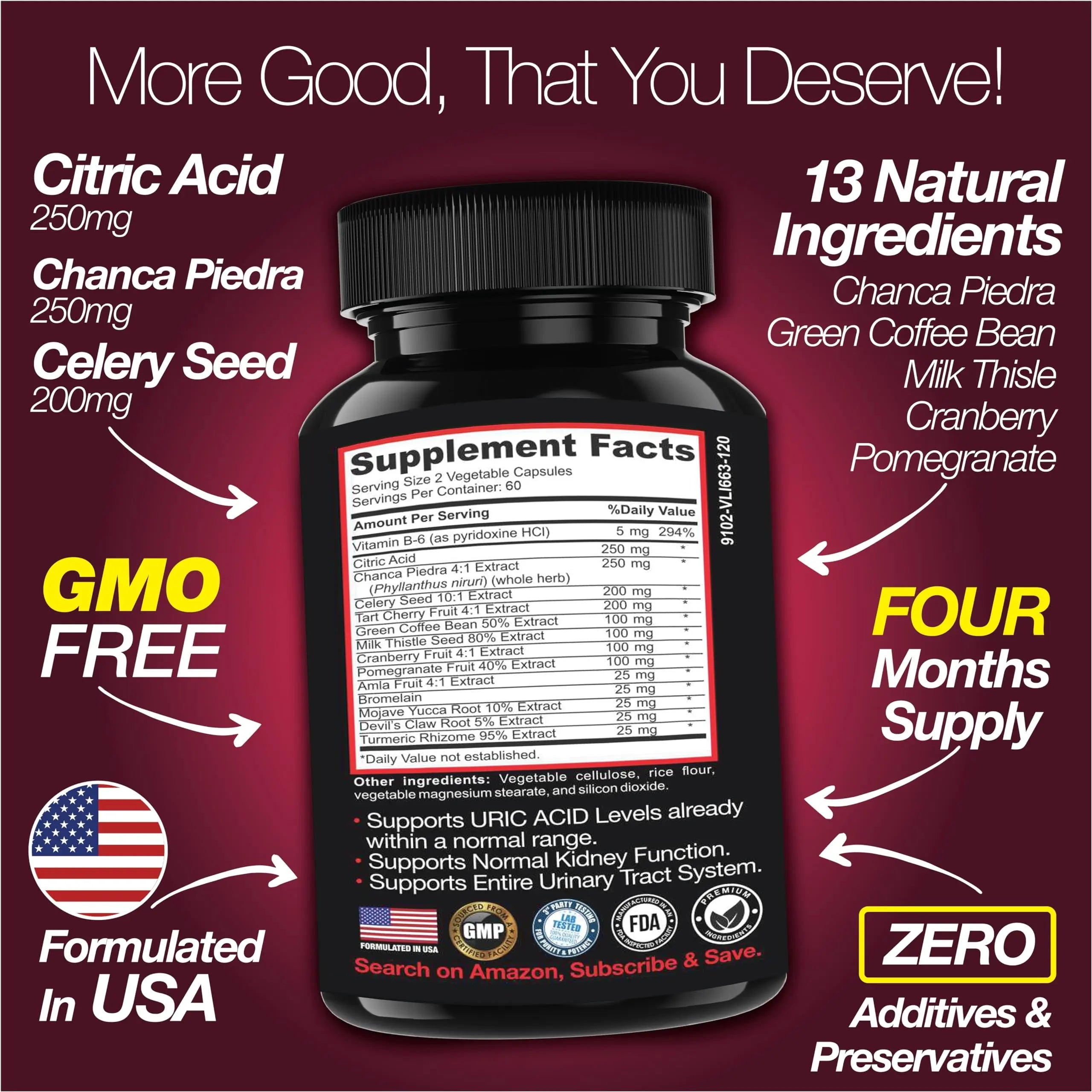 Saint Mingiano Uric Acid Flush for Gout Support -120 Capsules - Supports Kidney Cleanse Detox & Repair, Gallbladder & Urinary Tract Issues - Essential for Detox & Joint Support - Cranberry Extract Saint Mingiano uk supplements