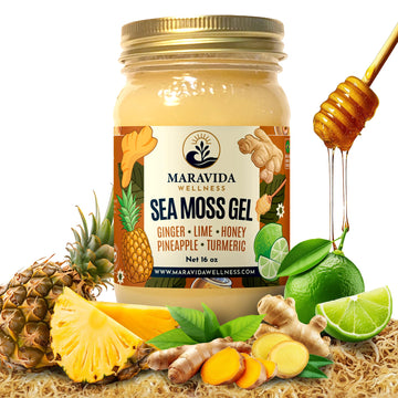 Maravida Wellness Sea Moss Gel – Pineapple, Lime, Honey, Ginger & Turmeric – 100% Natural Raw Organic Irish Moss – 16oz Jar – Premium Superfood for Everyday Wellness Maravida Wellness uk supplements