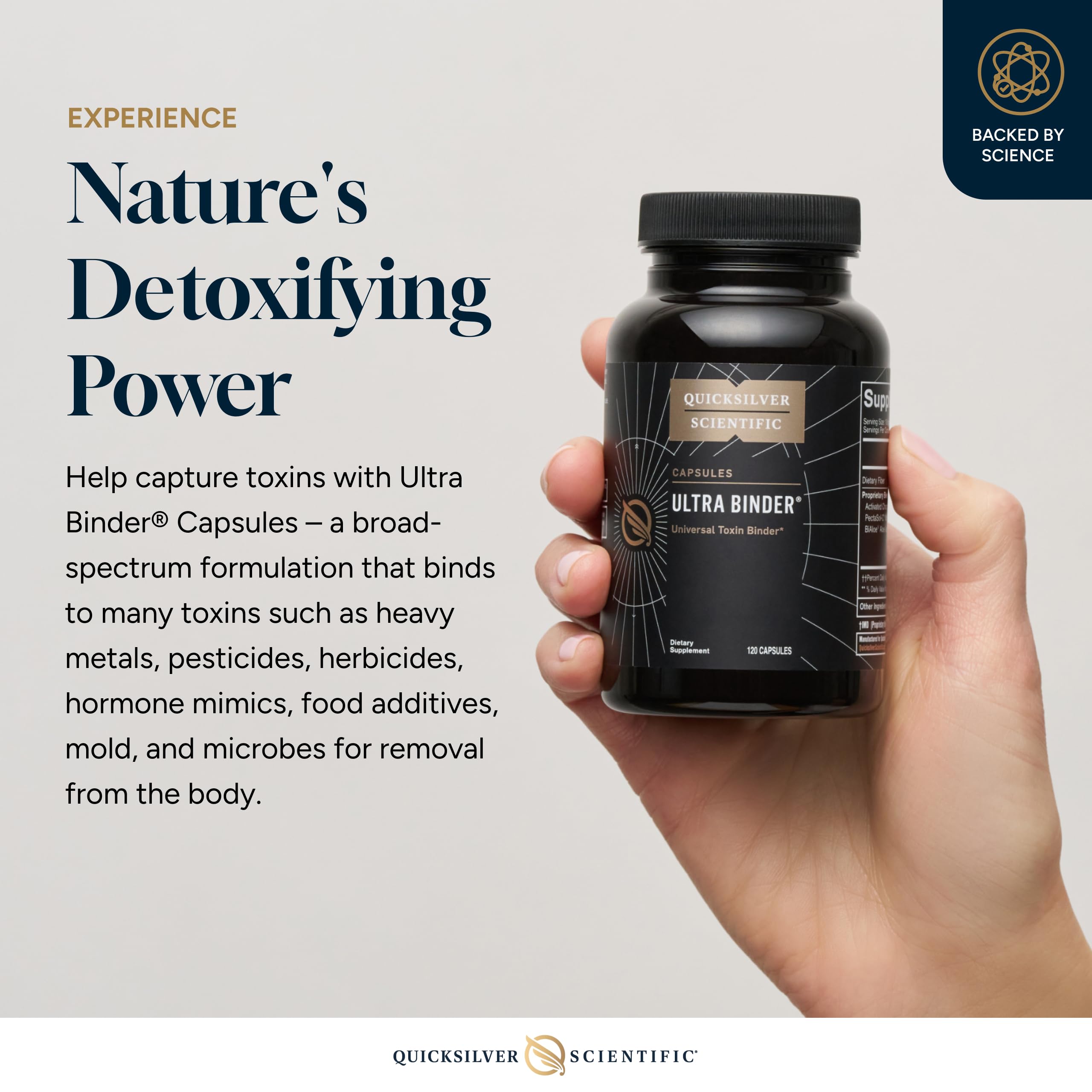 Quicksilver Scientific Ultra Binder - Multi Toxin Binder with Bentonite Clay Powder, Zeolite Detox & Charcoal - Supplement for Gut Support & The Body's Toxin Removal Process (120 Capsules) Quicksilver Scientific uk supplements