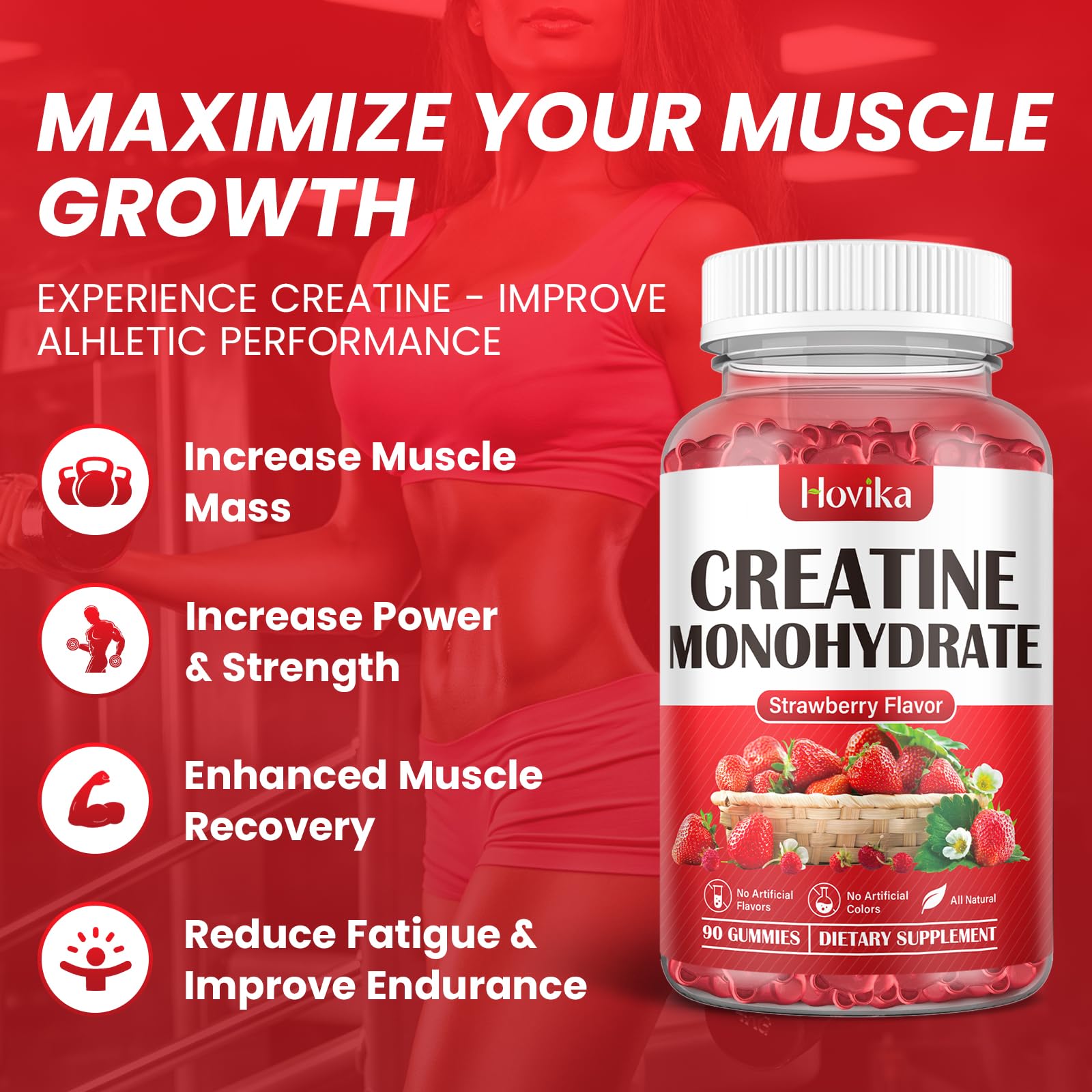 Hovika Creatine Monohydrate Gummies for Men & Women, Chewable 3g Creatine Monohy Hovika uk supplements