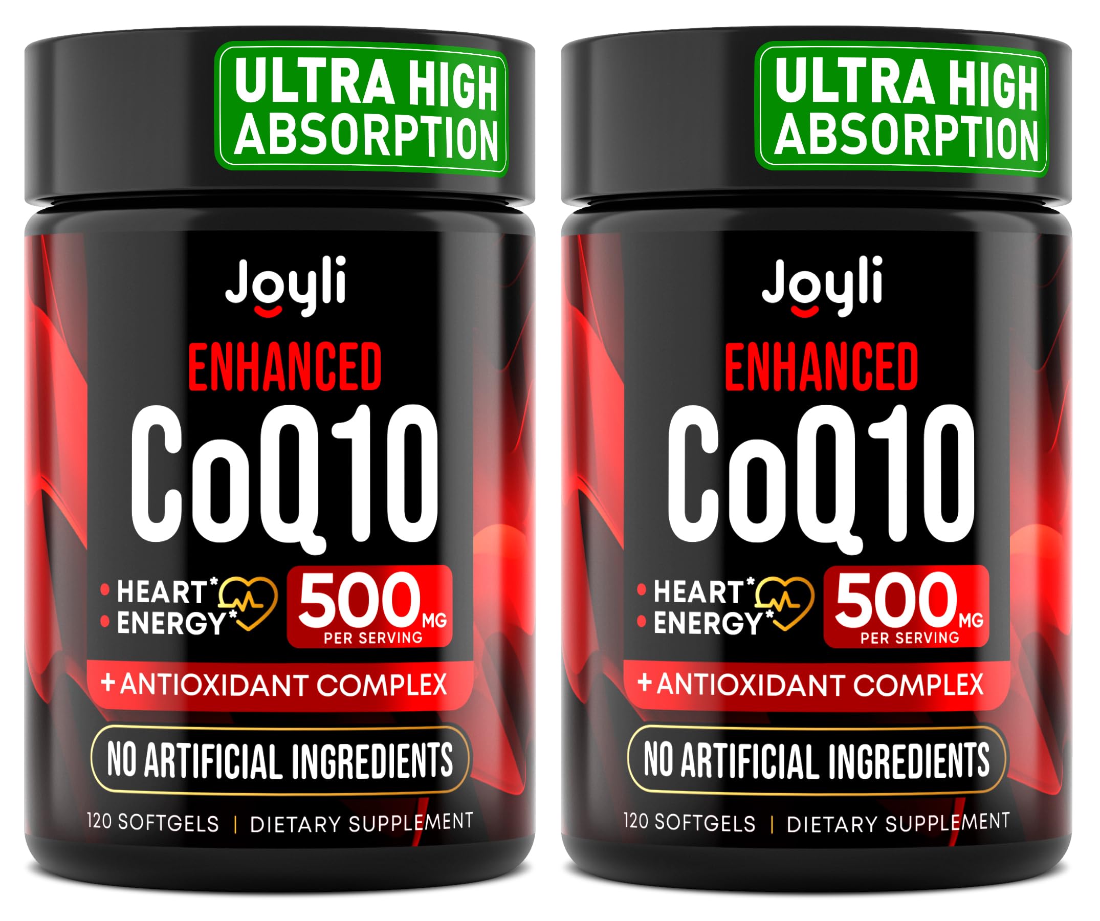 JOYLI Nutrition 2 Pack CoQ10 500mg - High Absorption Coenzyme Q10 Supplement - Co Q 10 for Energy & Vitality - Alternative to CoQ10 400mg & 300mg - 240 Softgels JOYLI Nutrition uk supplements