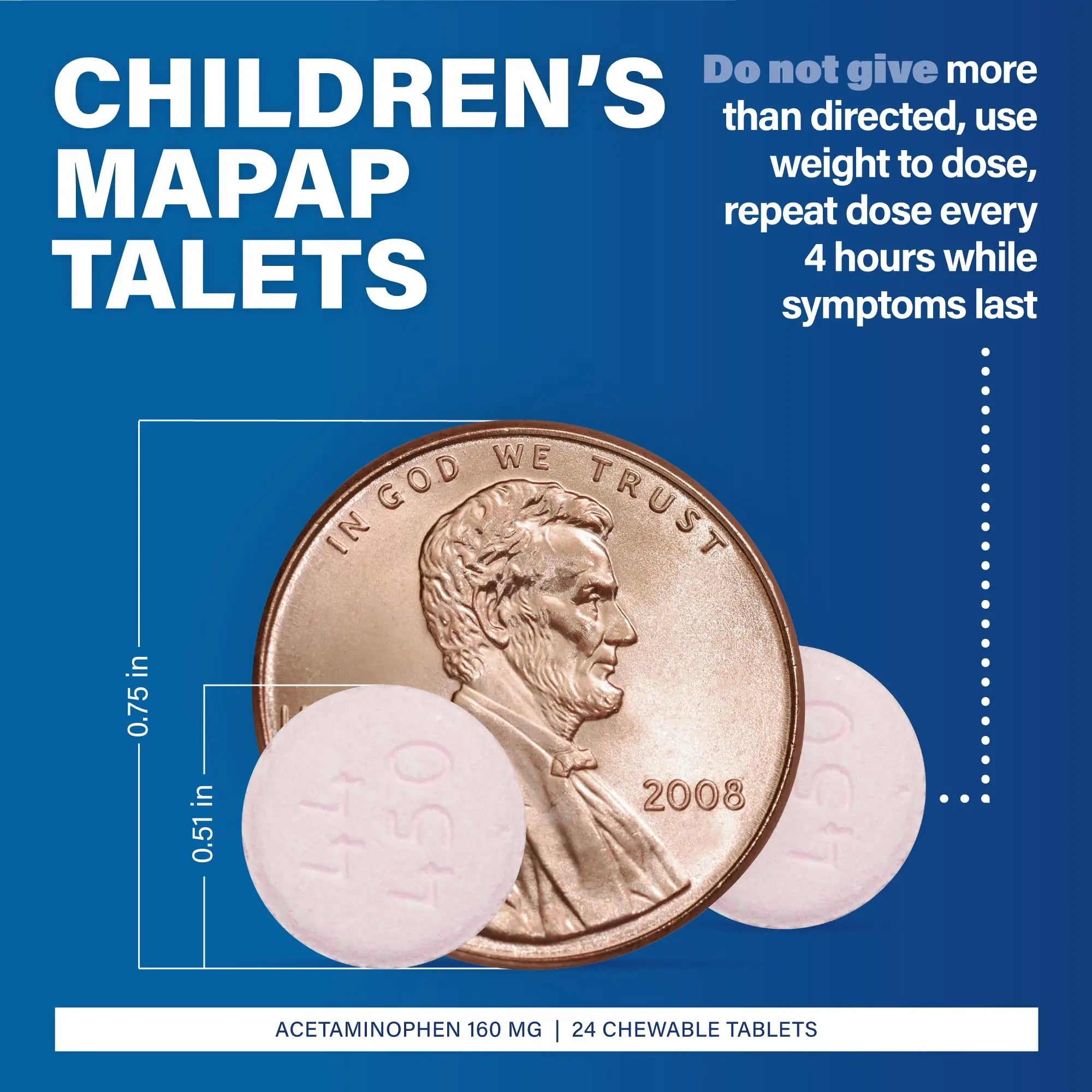 MAJOR Children’s Mapap Acetaminophen 160 mg Chewable Tablets - Pain Reliever/Fever Reducer - Aspirin Free - Ibuprofen Free - for Ages 2 to 11-24 Count (3 Pack) MAJOR uk supplements