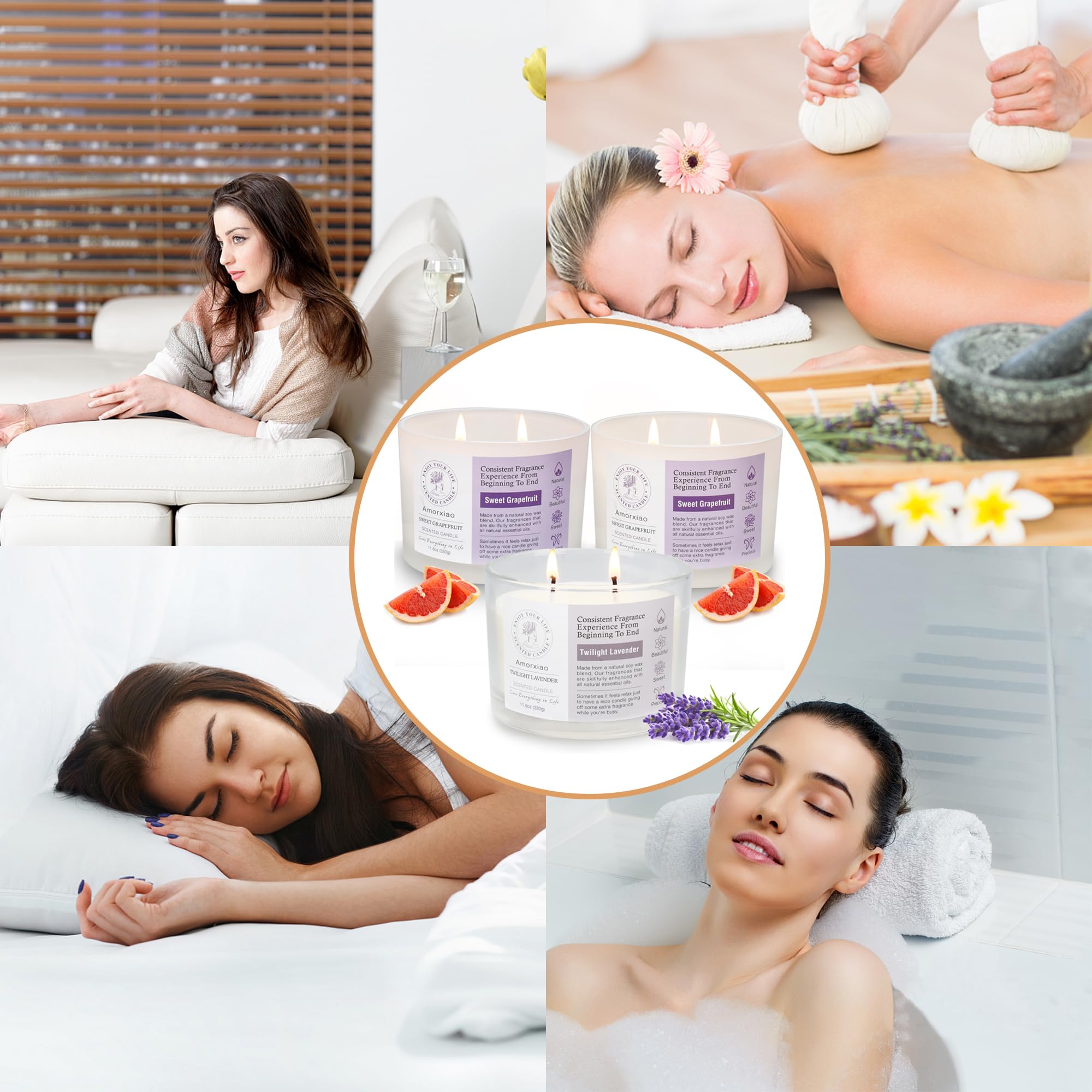 3 Pack Candles for Home Scented, 34.8 oz 240 Hour Long Lasting Candles Set, Grapefruit &Lavender ROSIANS uk supplements