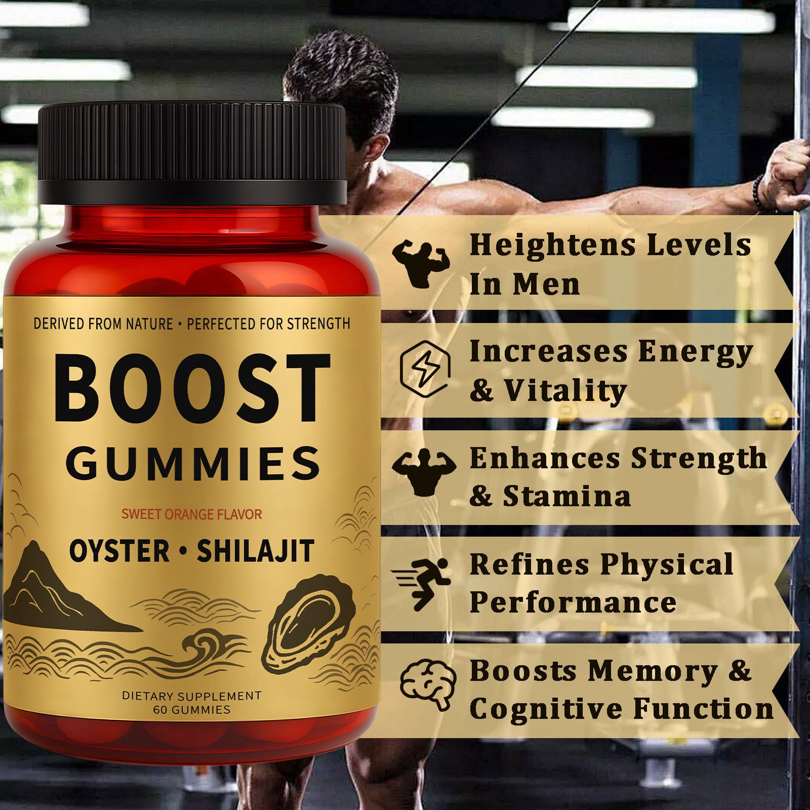 Rulinal Boost Alpha Gummies for Men | Oyster Shilajit Gummies for Adults | Enhances Strength & Immune Support | with Oyster, Shilajit, Vitamin B3, Maca Powder | Non-GMO & Vegan | 60 Gummies Rulinal uk supplements