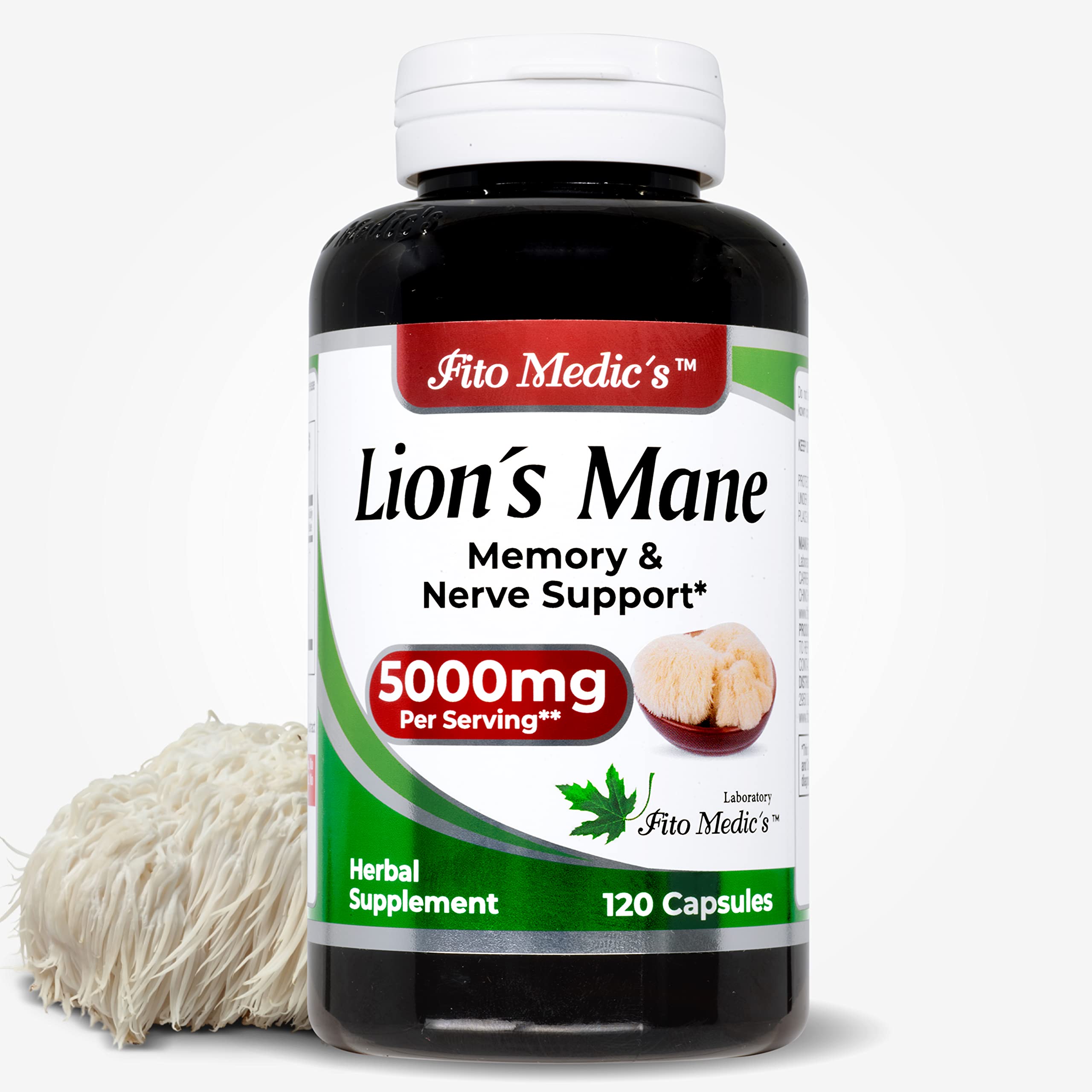Lab | Lions Mane | 5000 mg per Serving | 120 Capsules | lions mane supplement | lions mane FITO MEDIC'S uk supplements