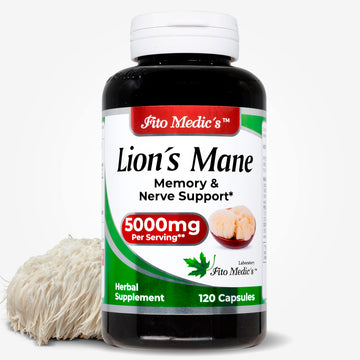 Lab | Lions Mane | 5000 mg per Serving | 120 Capsules | lions mane supplement | lions mane FITO MEDIC'S uk supplements