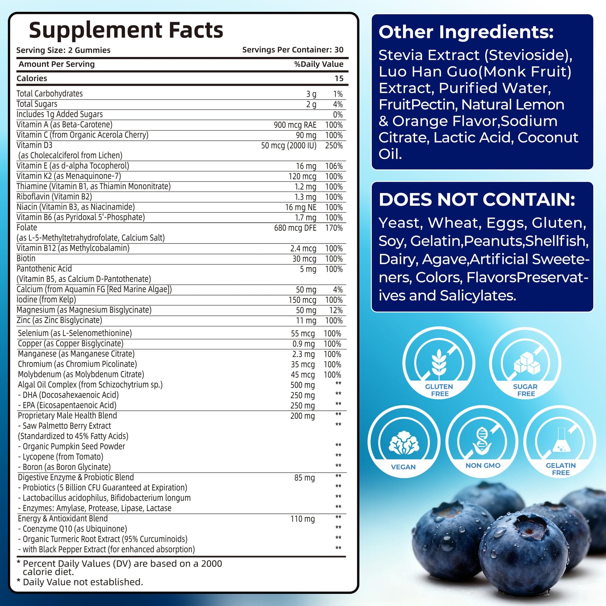 Mens Multivitamin Gummies for Men Daily - Zero Sugar Adult Gummy Vitamins with Saw Palmetto, Omega 3 DHA EPA, Probiotics 5B CFU, CoQ10, Turmeric Ginger for Prostate, Heart, Brain & Energy Support Utcils uk supplements