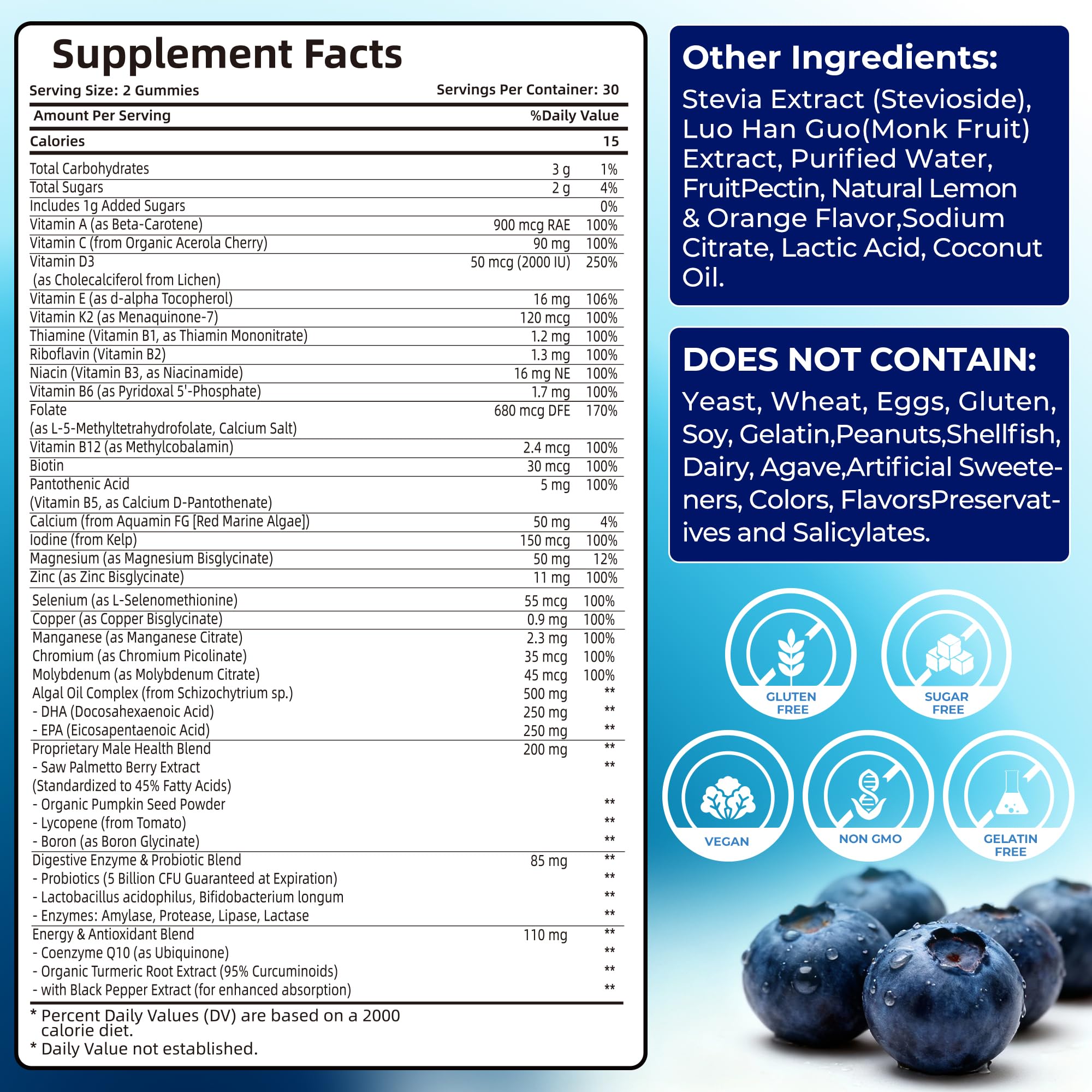 Mens Multivitamin Gummies for Men Daily - Zero Sugar Adult Gummy Vitamins with Saw Palmetto, Omega 3 DHA EPA, Probiotics 5B CFU, CoQ10, Turmeric Ginger for Prostate, Heart, Brain & Energy Support Utcils uk supplements