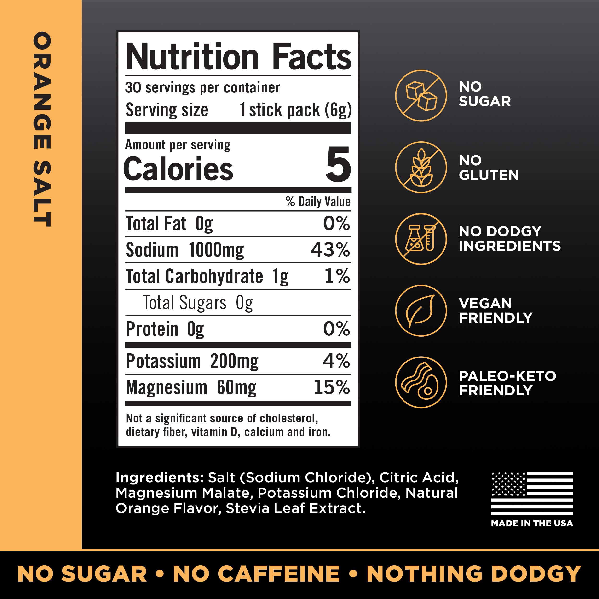 LMNT Zero Sugar Electrolytes - Orange Salt | Drink Mix | 30-Count Drink LMNT uk supplements