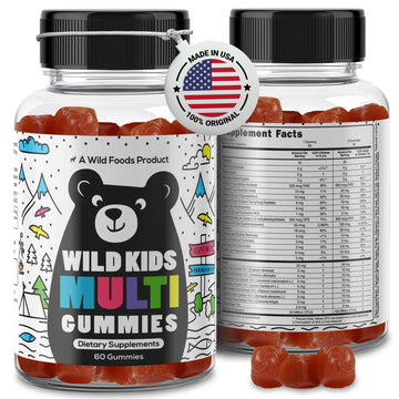 Wild Foods Kids Multivitamin Gummies – Natural Skin, Immune & Bones Support with Kids Vitamins A, C, D, E, B12, Iron & DHA Wild Foods uk supplements