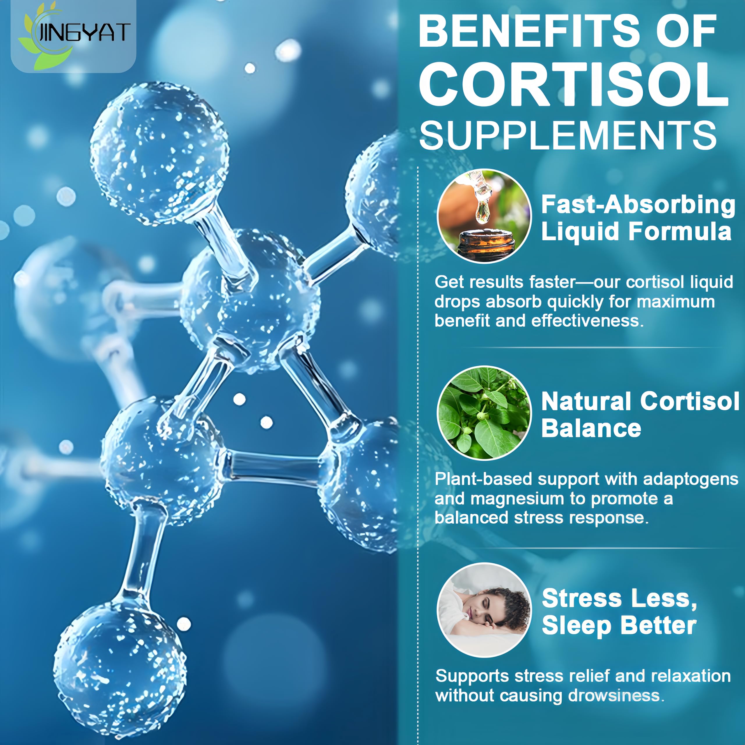 Cortisol Supplements for Women,19-in-1 Cortisol Supplement Liquid Drops w/Magnesium,L-Theanine,Ashwagandha,Omega-3, High Absorption Hormone Balanced for Women Drops - Sleep Focus Mood, Non-GMO JINGYAT uk supplements