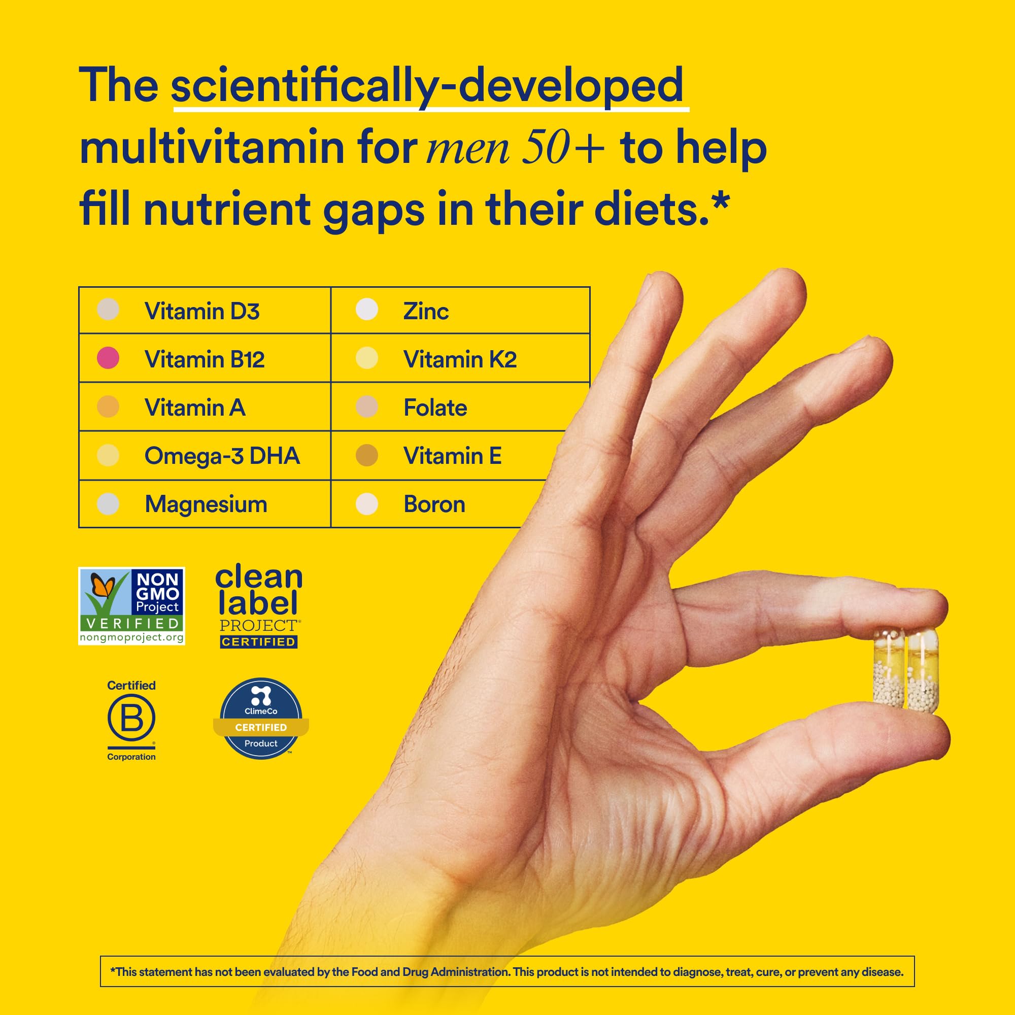 Ritual Multivitamin for Men 50+, Vegan, with Zinc, Vitamin A and D3 for Immune Function Support*, Omega-3 DHA, B12, K2, Gluten Free, Non-GMO, Mint Essenced, 30 Day Supply Ritual uk supplements