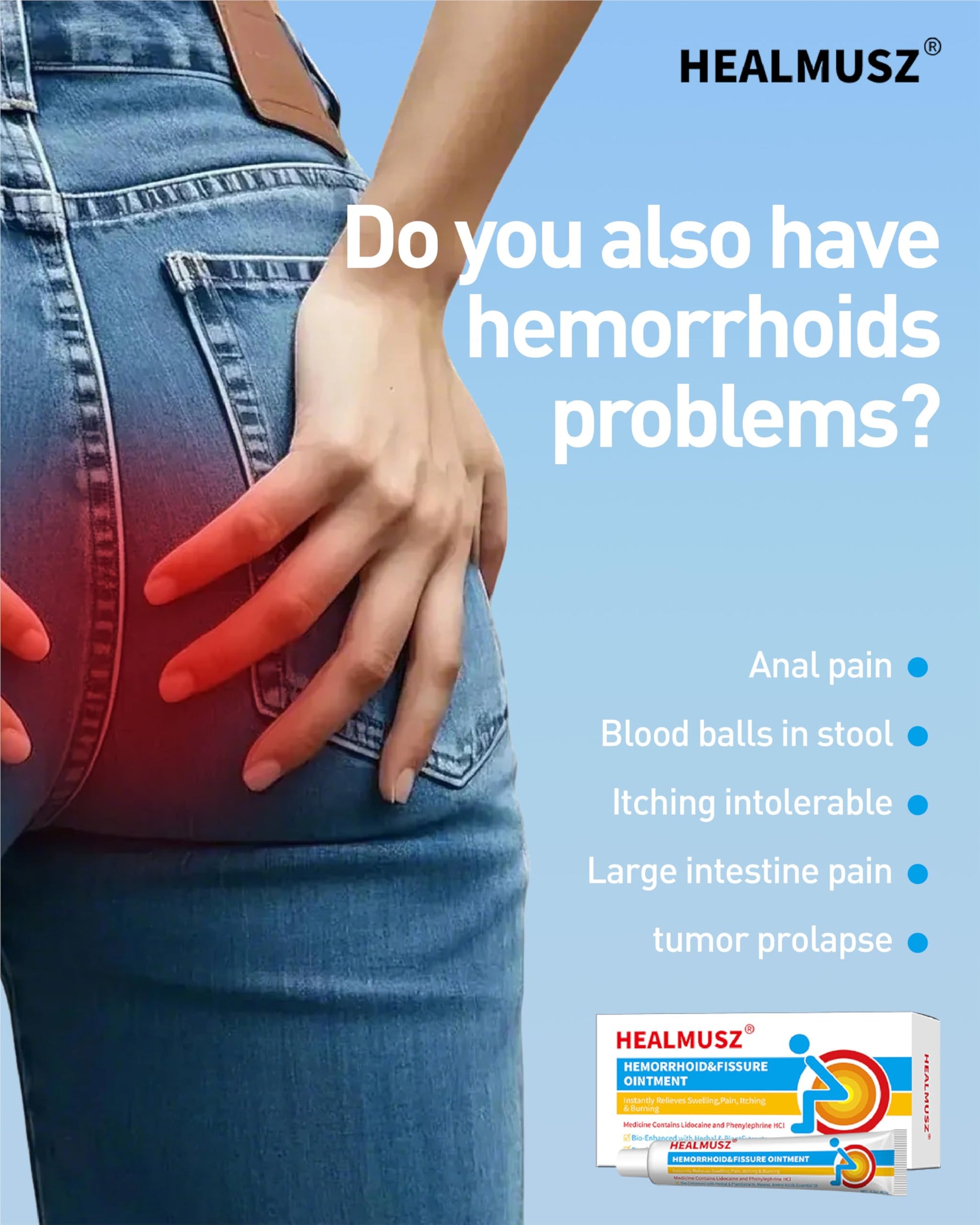 HEALMUSZ Hemorrhoid Fissure Ointment– Hemorrhoid Treatment and Hemorrhoid Cream with Lidocaine and Phenylephrine HCI for Fast Acting Relief of Pain, Swelling, Discomfort, and Itching(1.5 oz) HEALMUSZ uk supplements