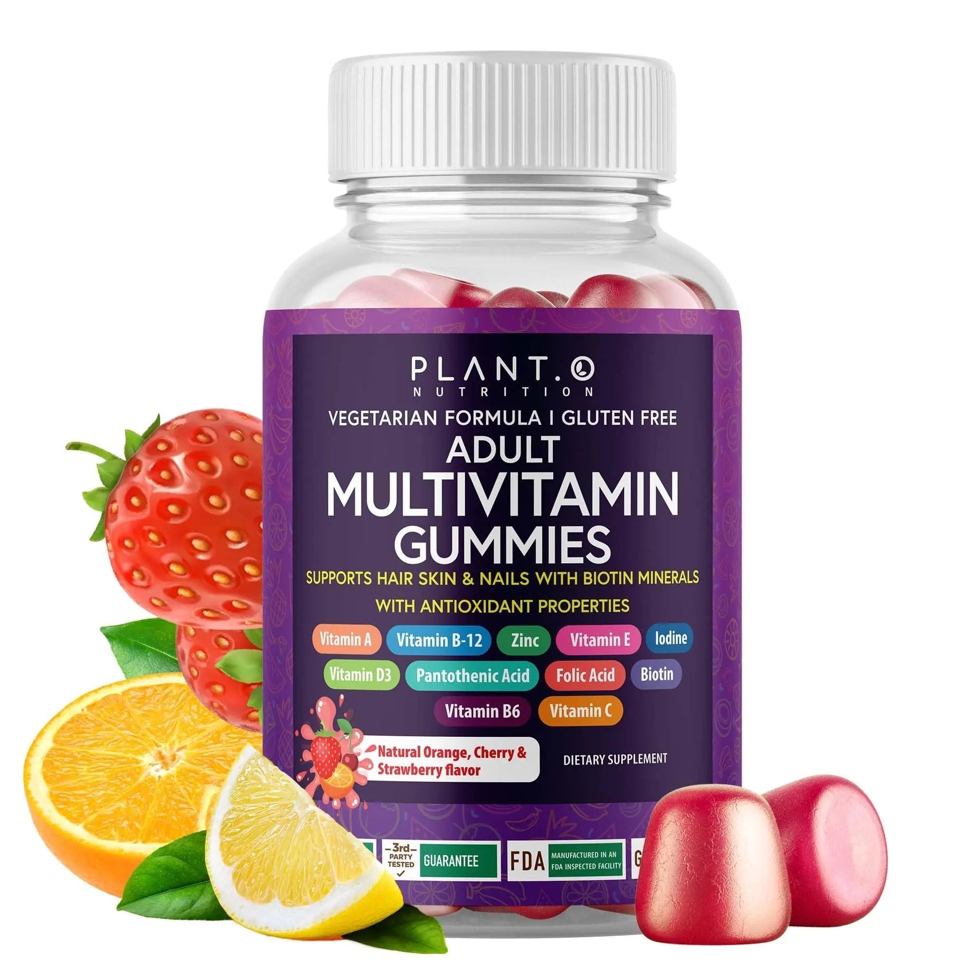 Complete Multivitamin Gummies for Adults – All-in-One Blend of Vitamin A B C D E Zinc and Biotin - Adult Vitamin Gummy for Energy and Immunity PLANT.O NUTRITION uk supplements