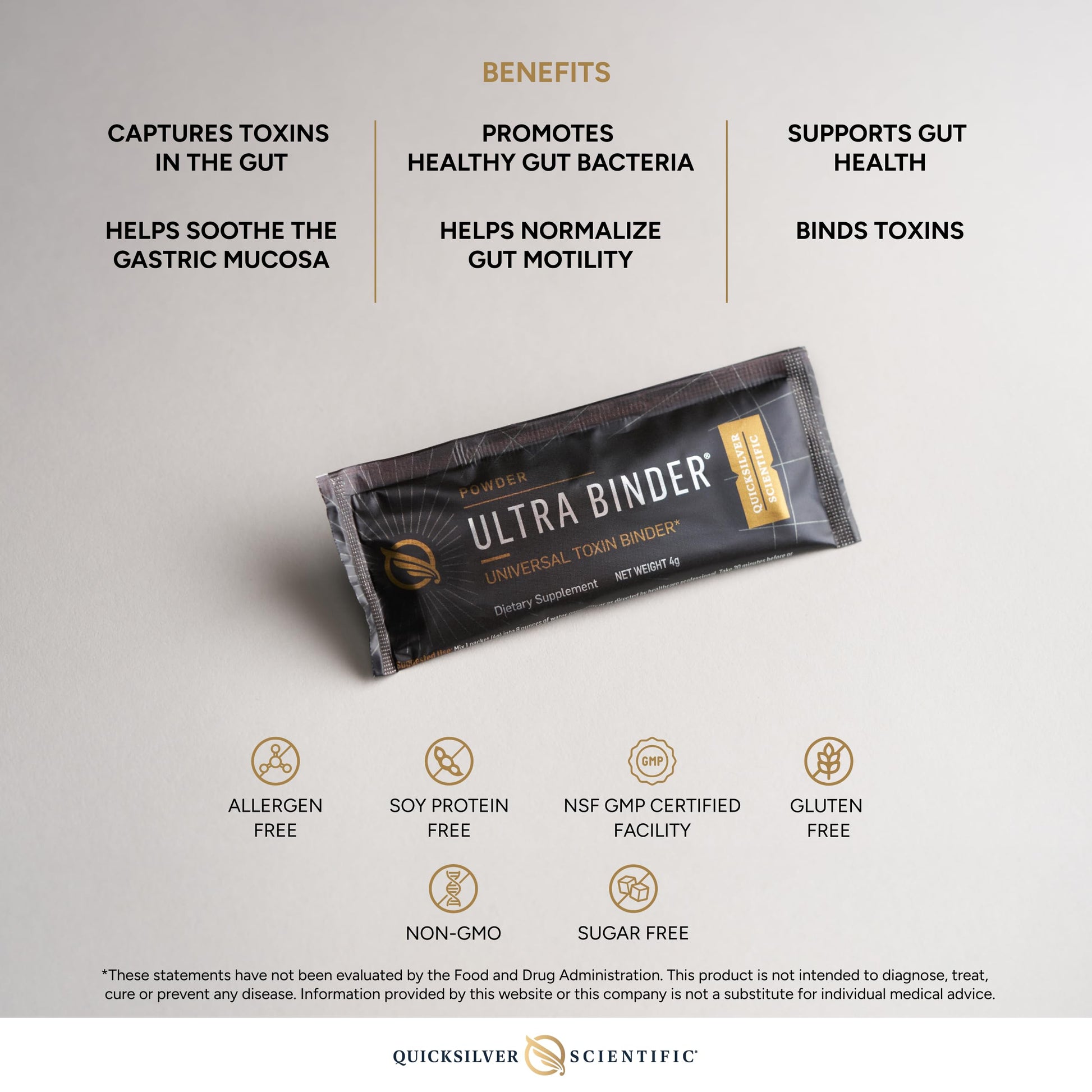 Quicksilver Scientific Ultra Binder Stick Packets - Multi Binder with Bentonite Clay Powder, Zeolite Detox & Charcoal - Supplement for Gut Support & The Body's Toxin Removal Process (20 Sticks) Quicksilver Scientific uk supplements