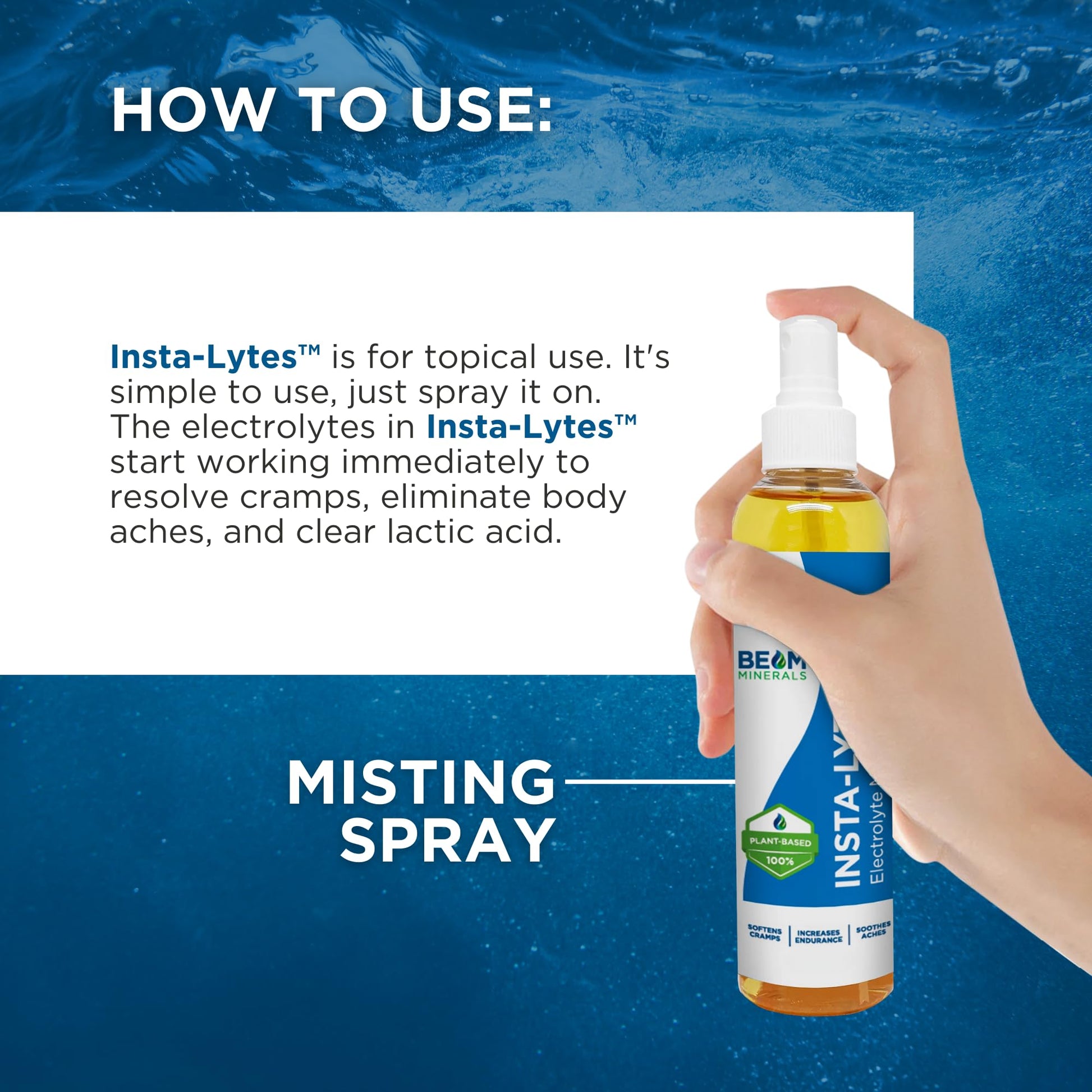 BEAM MINERALS Insta-Lytes | How to Stop Leg Cramps Immediately Electrolyte Misting Spray | Fulvic Acid Trace Minerals | Fast Micronutrients Supplements | 2 fl Oz BEAM MINERALS uk supplements