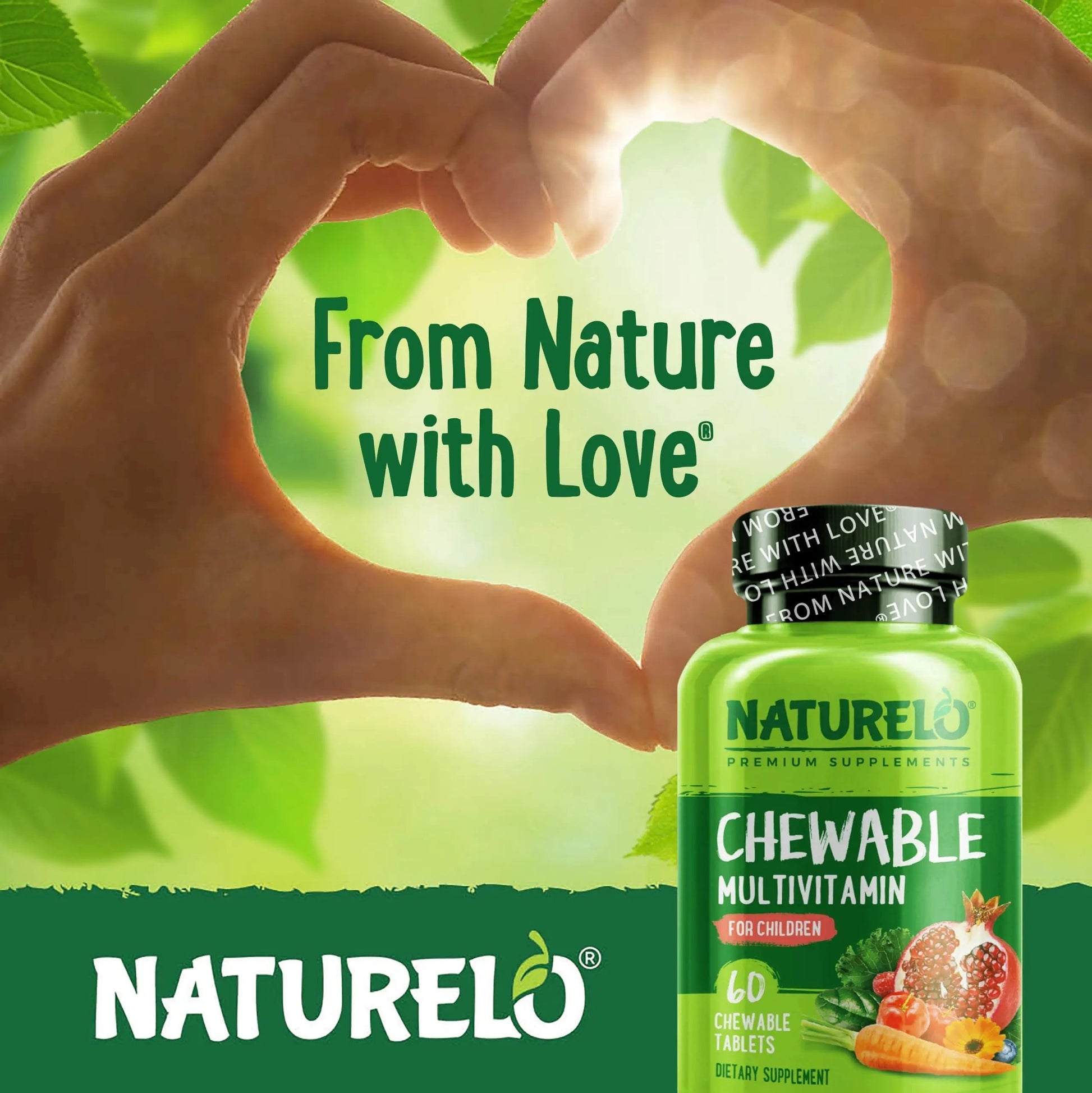 NATURELO Chewable Vitamin for Kids Multivitamin with Whole Food Organic Fruit Blend - 60 Tablets for Children NATURELO uk supplements
