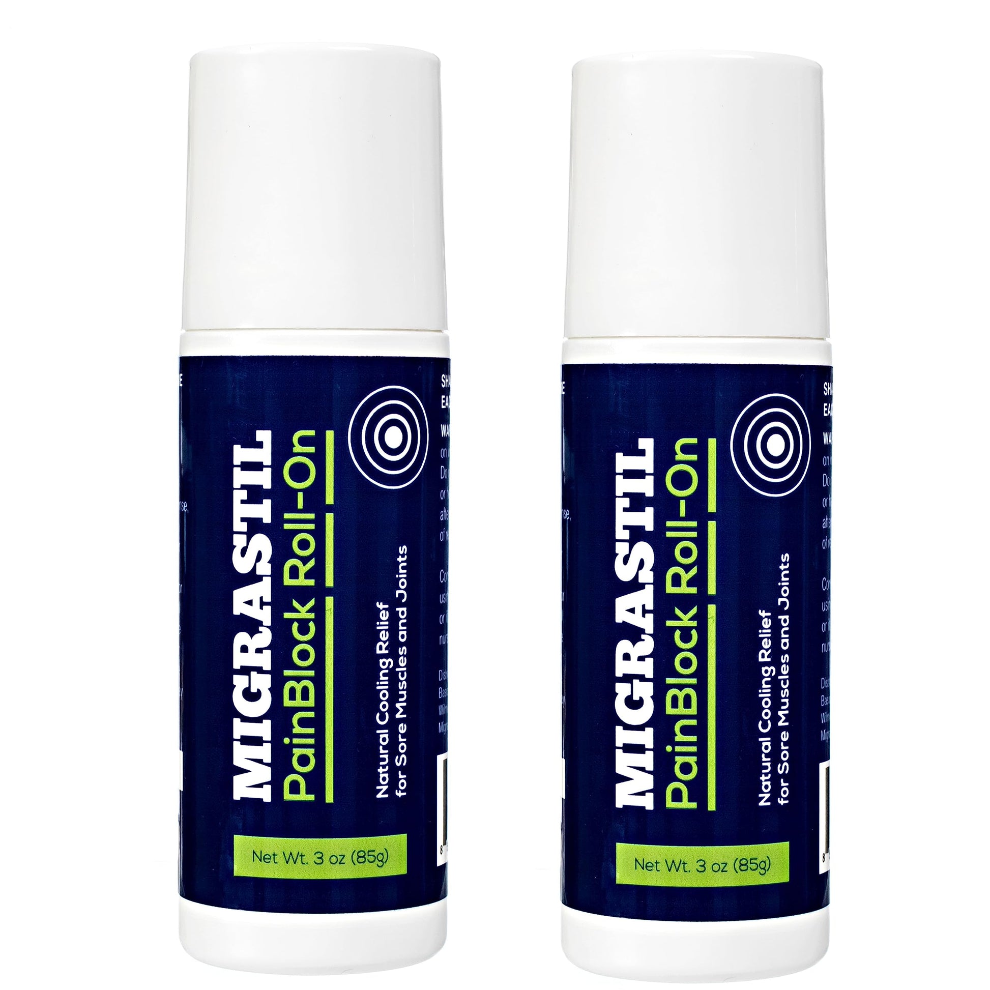 Migrastil PainBlock Roll-On 3 oz - Topical Roll-On for Muscle Aches, Cramps, Joint & Nerve Discomfort. Works Great on Shoulders, Neck, Feet, Knees, Legs, Back, Elbows, HIPS, Etc. (2) Basic Vigor uk supplements