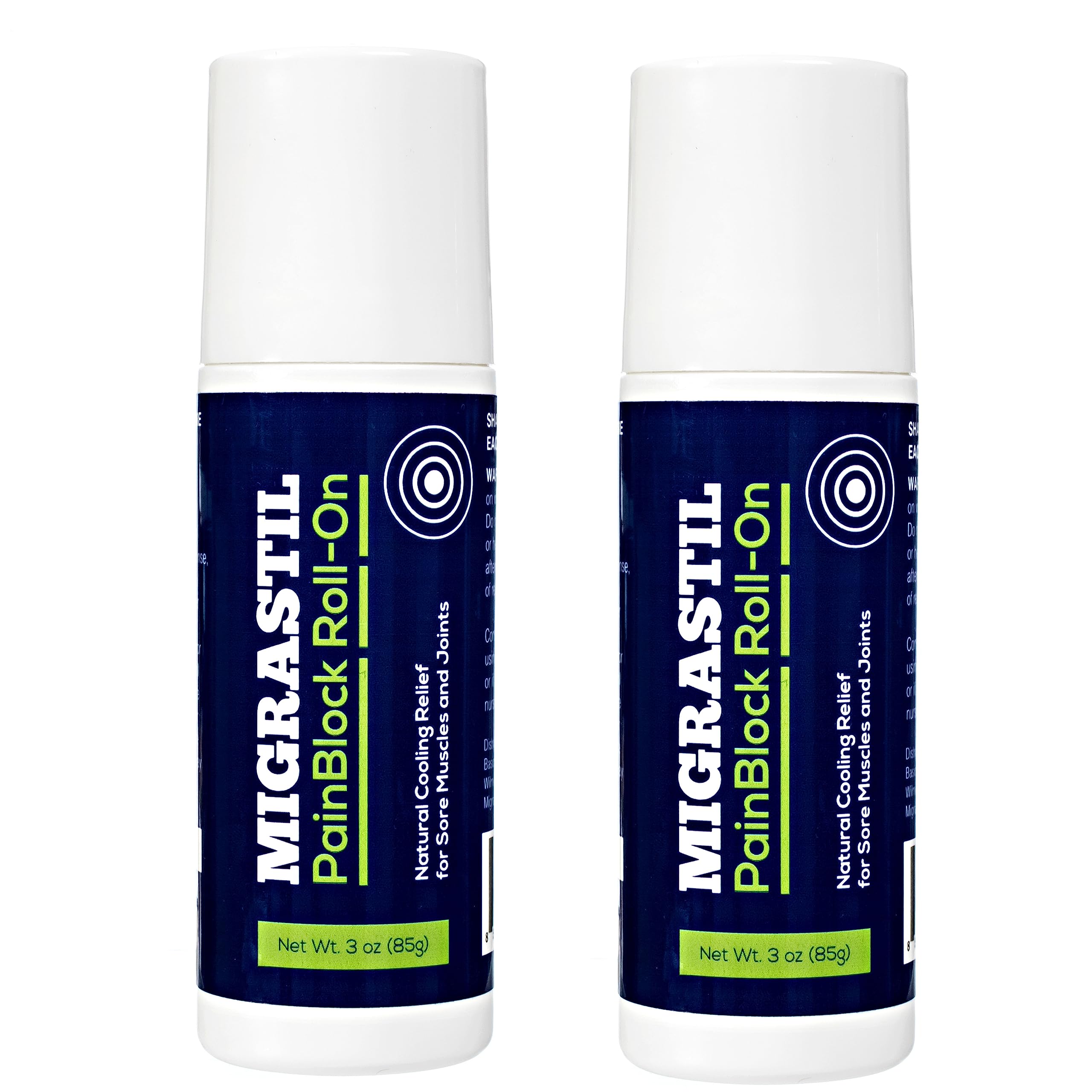 Migrastil PainBlock Roll-On 3 oz - Topical Roll-On for Muscle Aches, Cramps, Joint & Nerve Discomfort. Works Great on Shoulders, Neck, Feet, Knees, Legs, Back, Elbows, HIPS, Etc. (2) Basic Vigor uk supplements