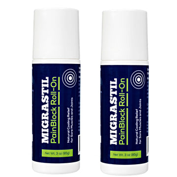 Migrastil PainBlock Roll-On 3 oz - Topical Roll-On for Muscle Aches, Cramps, Joint & Nerve Discomfort. Works Great on Shoulders, Neck, Feet, Knees, Legs, Back, Elbows, HIPS, Etc. (2) Basic Vigor uk supplements