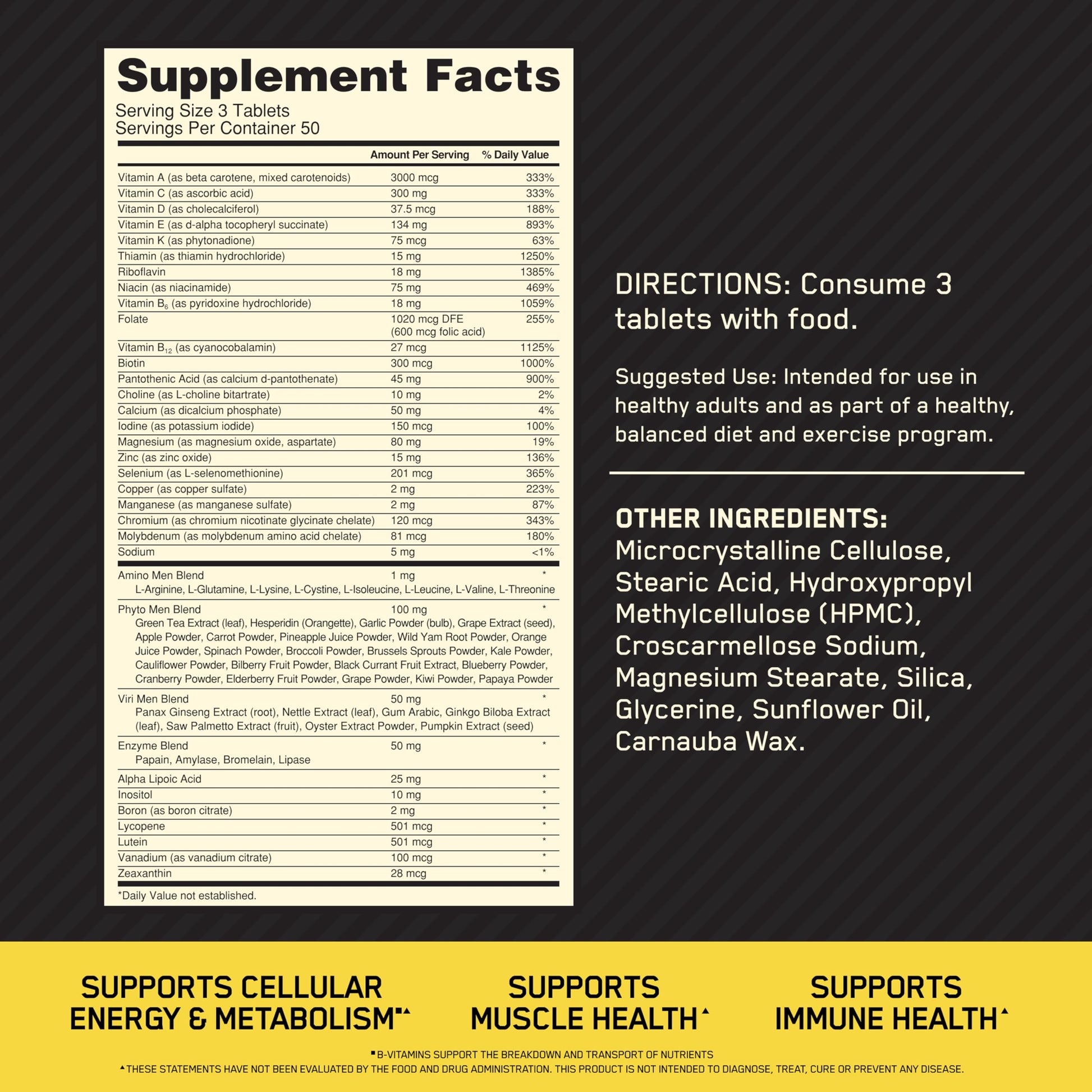 Optimum Nutrition Opti-Men, Vitamin C, Zinc and Vitamin D, E, B12 for Immune Support Mens Daily Multivitamin Supplement, 150 Count Optimum Nutrition uk supplements