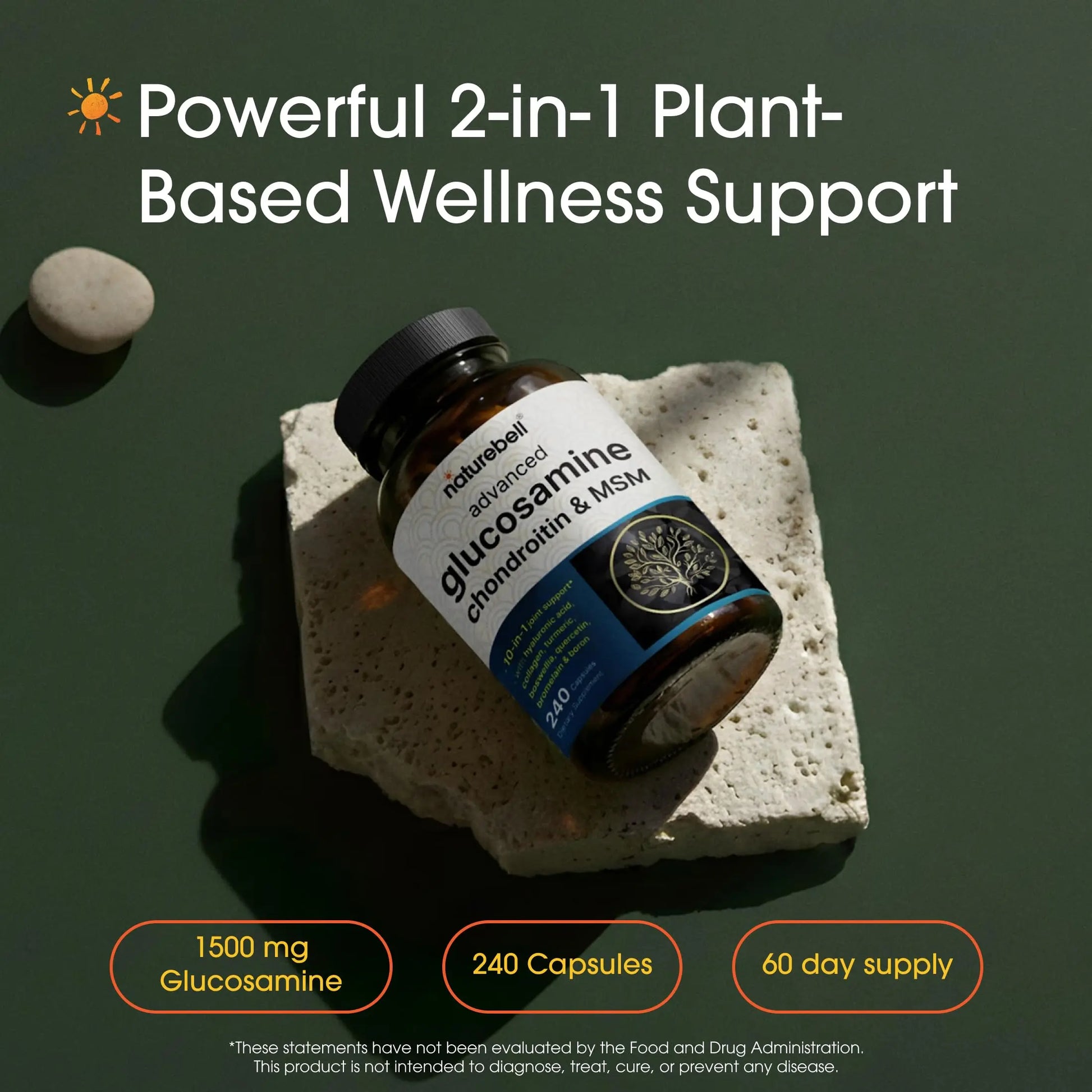 NatureBell Advanced Glucosamine Chondroitin & MSM - 240 Capsules - 10-in-1 Joint Support Complex* - Includes Hyaluronic Acid, Turmeric, Glucosamine, Collagen & More NatureBell uk supplements