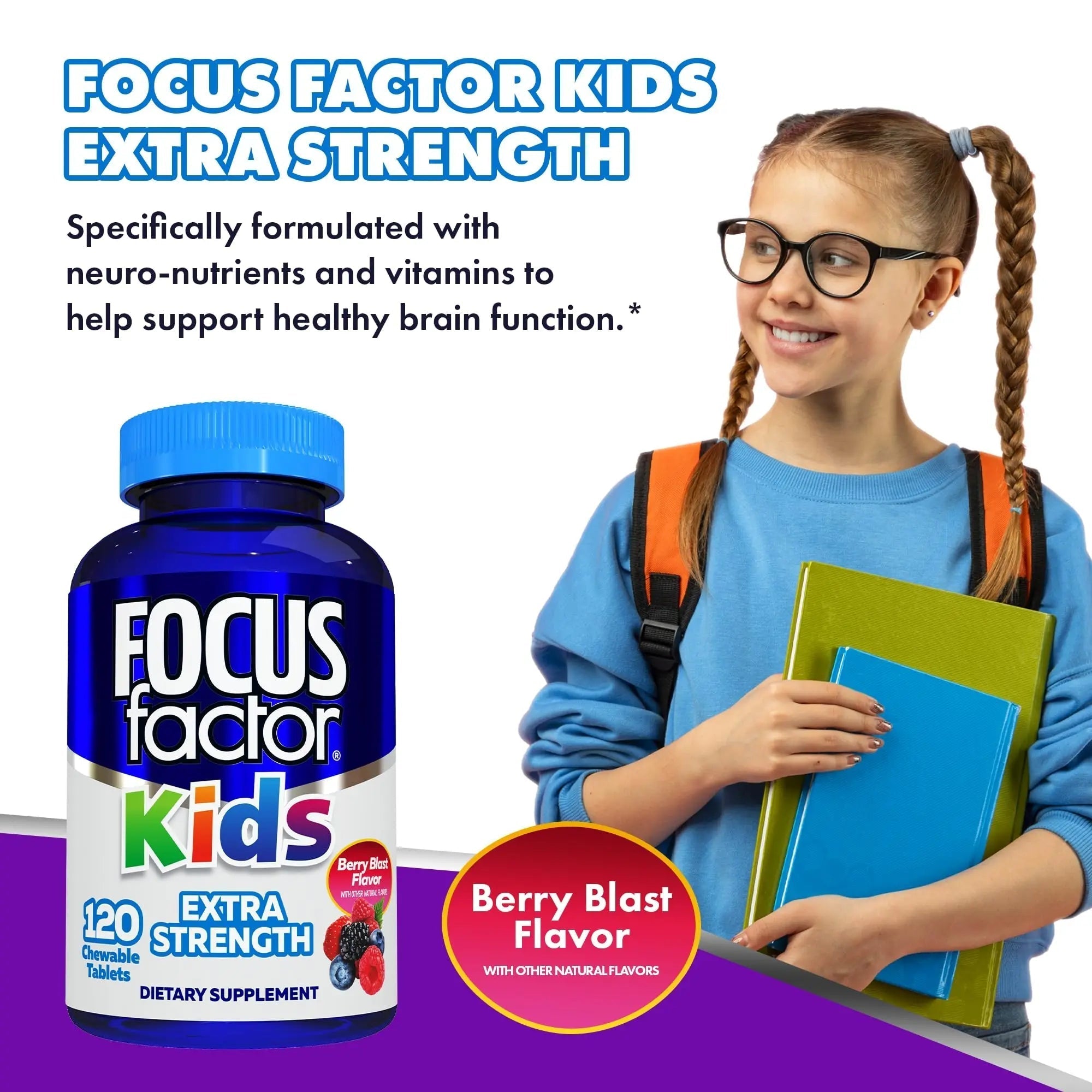Focus Factor Kids Extra Strength Daily Chewable for Brain Health Support, 120 Count – Vitamins - Quality Formula Focus Factor uk supplements