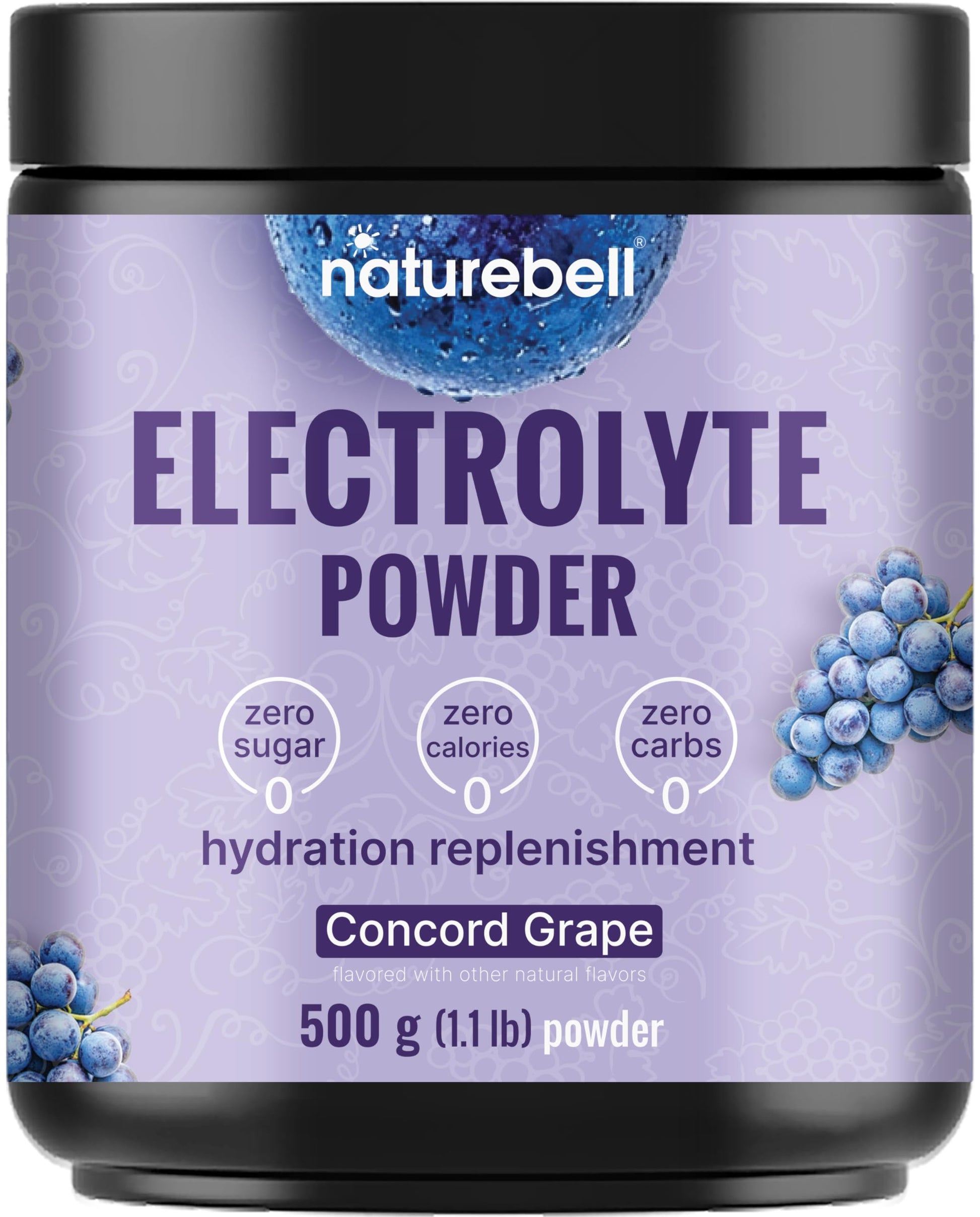 NatureBell Electrolytes Powder No Sugar, 500g (76 Servings) | Keto Fast Hydration Powder, Carnivore-Friendly Electrolyte – 1,000mg High Potassium, Minerals, NatureBell uk supplements