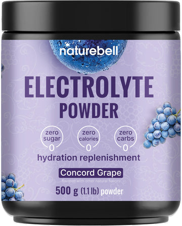 NatureBell Electrolytes Powder No Sugar, 500g (76 Servings) | Keto Fast Hydration Powder, Carnivore-Friendly Electrolyte – 1,000mg High Potassium, Minerals, NatureBell uk supplements