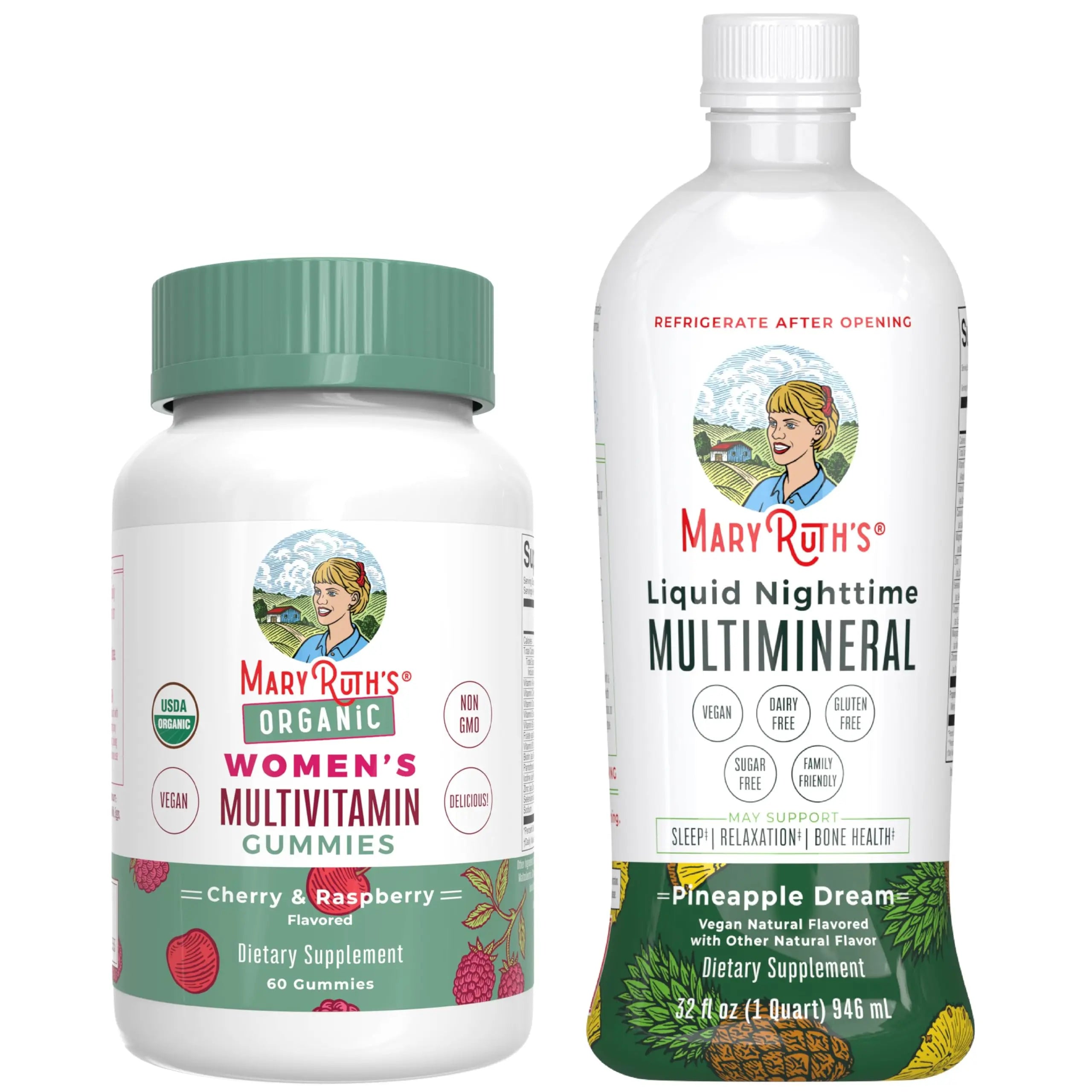 MaryRuth's Multivitamin Gummies for Women (Cherry & Raspberry) & Liquid Nighttime Multimineral (Pineapple) | Clean Label Project Verified MARYRUTH'S uk supplements