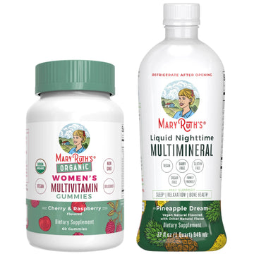 MaryRuth's Multivitamin Gummies for Women (Cherry & Raspberry) & Liquid Nighttime Multimineral (Pineapple) | Clean Label Project Verified MARYRUTH'S uk supplements