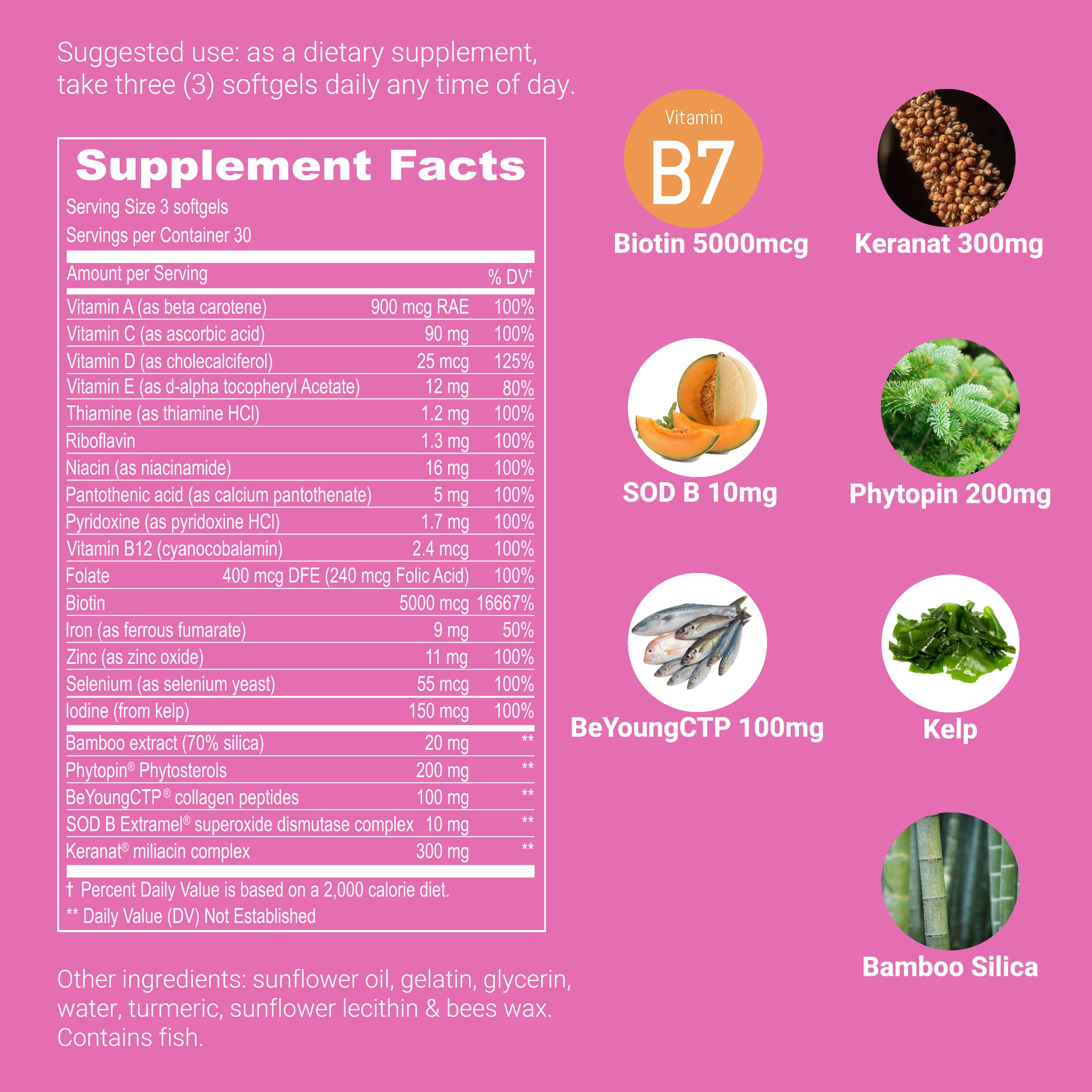 UpNourish Hair Growth Vitamins for Women - Proven Hair Supplement with KERANAT, DHT Blocker PHYTOPIN, Biotin 5000 mcg & SOD, Hair Vitamins for Faster Hair Growth, Hair Loss & Thinning Hair - 90 ct UpNourish uk supplements