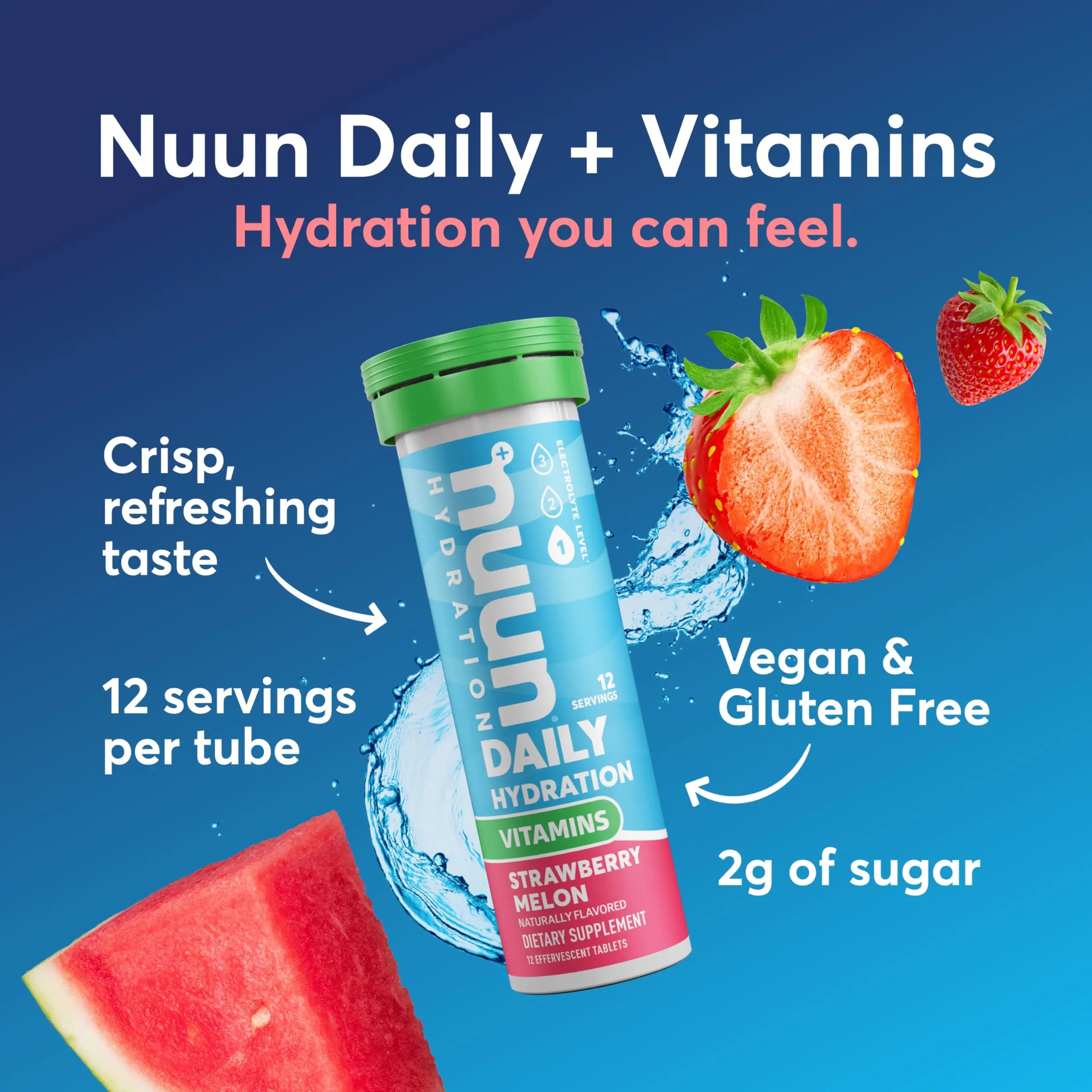 Nuun Vitamins Electrolyte Tablets with Vitamin D, C, E, A, & B6, Folic Acid, Magnesium & 4 Other Essential Electrolytes, Gluten Free & Vegan Nuun uk supplements