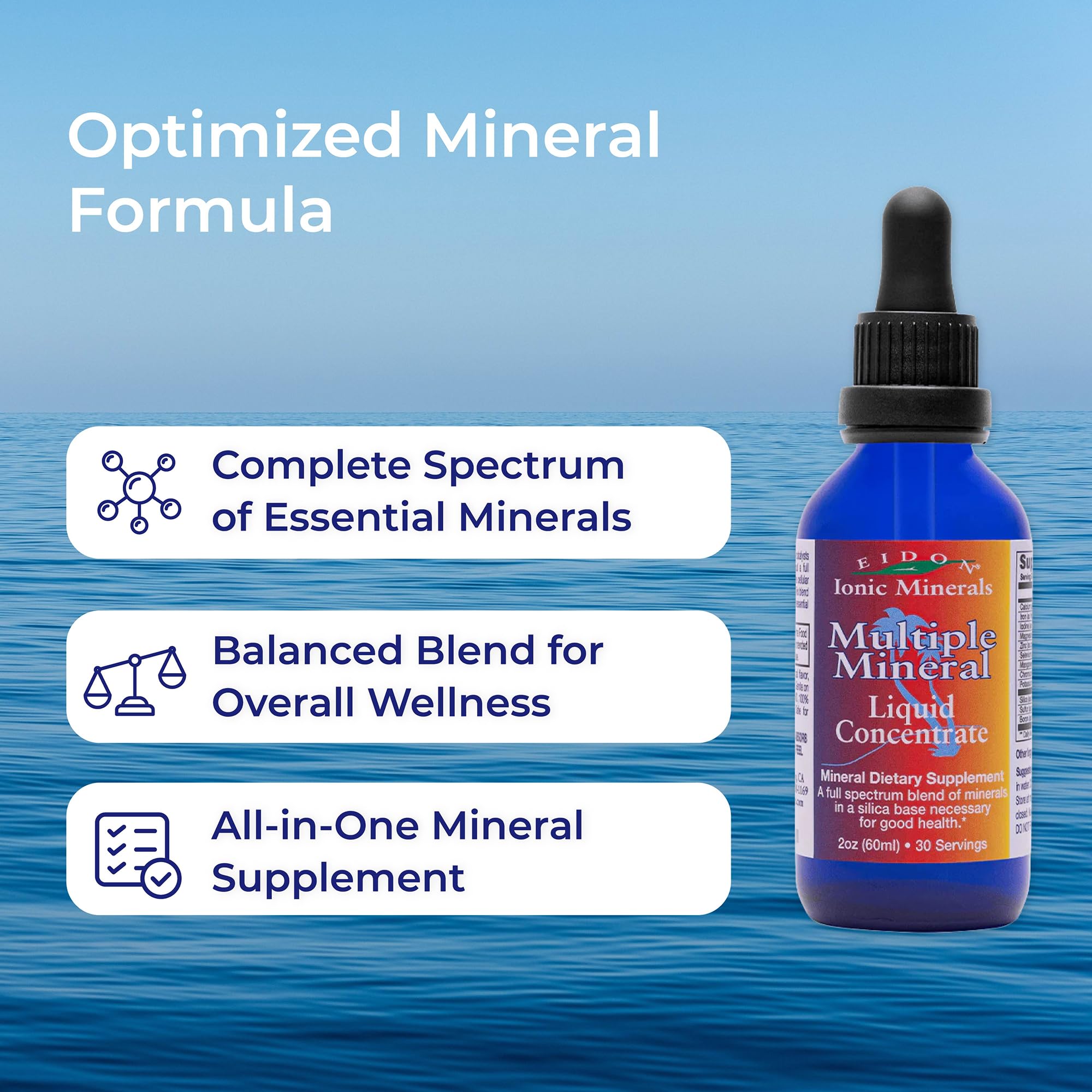 Eidon Multiple Minerals Supplement - Ionic Trace Mineral Drops for Water, with Zinc, Potassium, Chromium, & Magnesium, Natural Liquid Vitamins, Sugar Free & Bioavailable, for Men & Women - 18 oz Eidon Ionic Minerals uk supplements