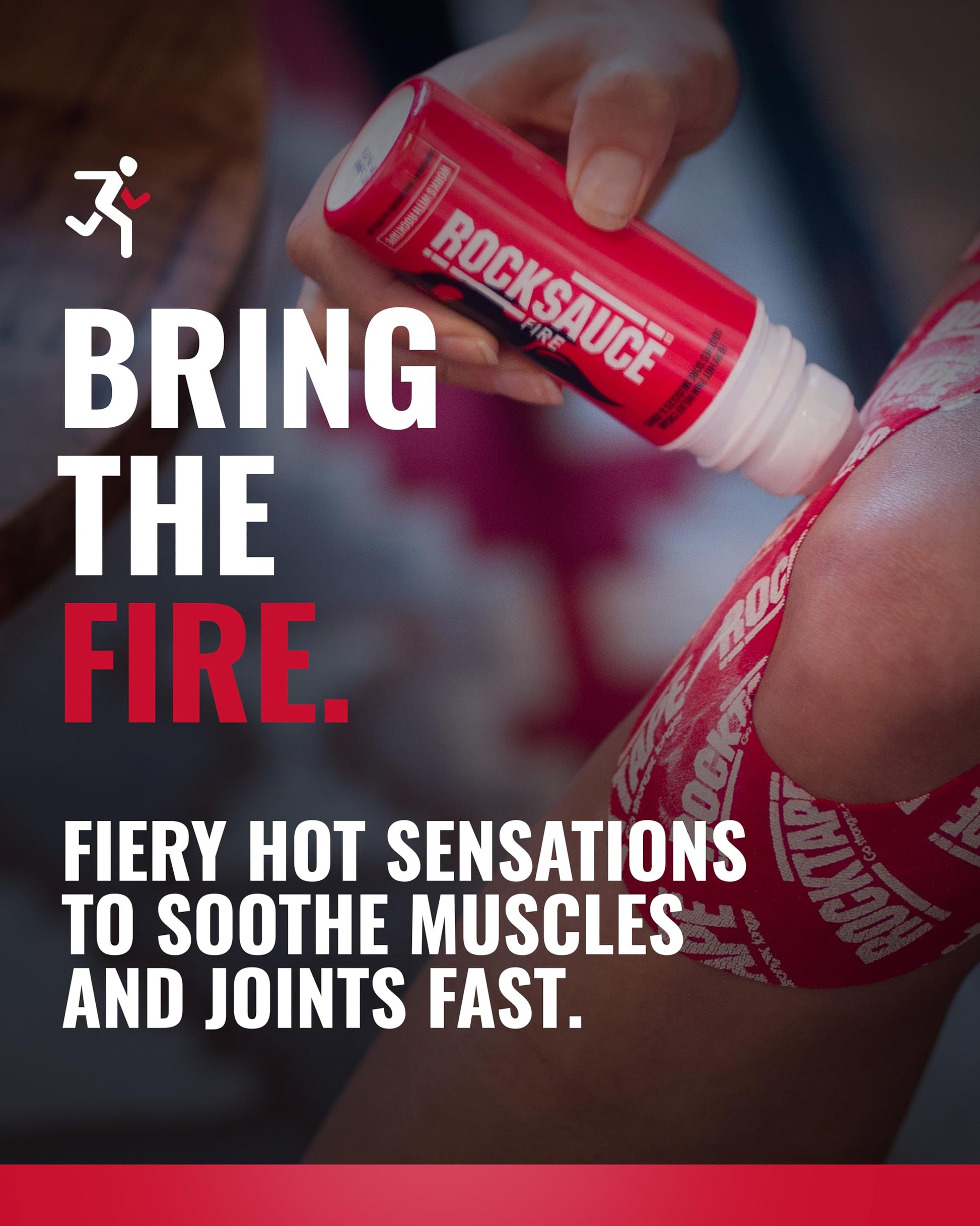 RockSauce Fire, 3 oz Roll-On - Easy to use Pain Relief Cream - Capsaicin & Menthol Formula Relieves Muscle & Joint Pain - Works w/ RockTape - No-Mess Applicator - Dye-Free, Won't Stain Clothes RockTape uk supplements