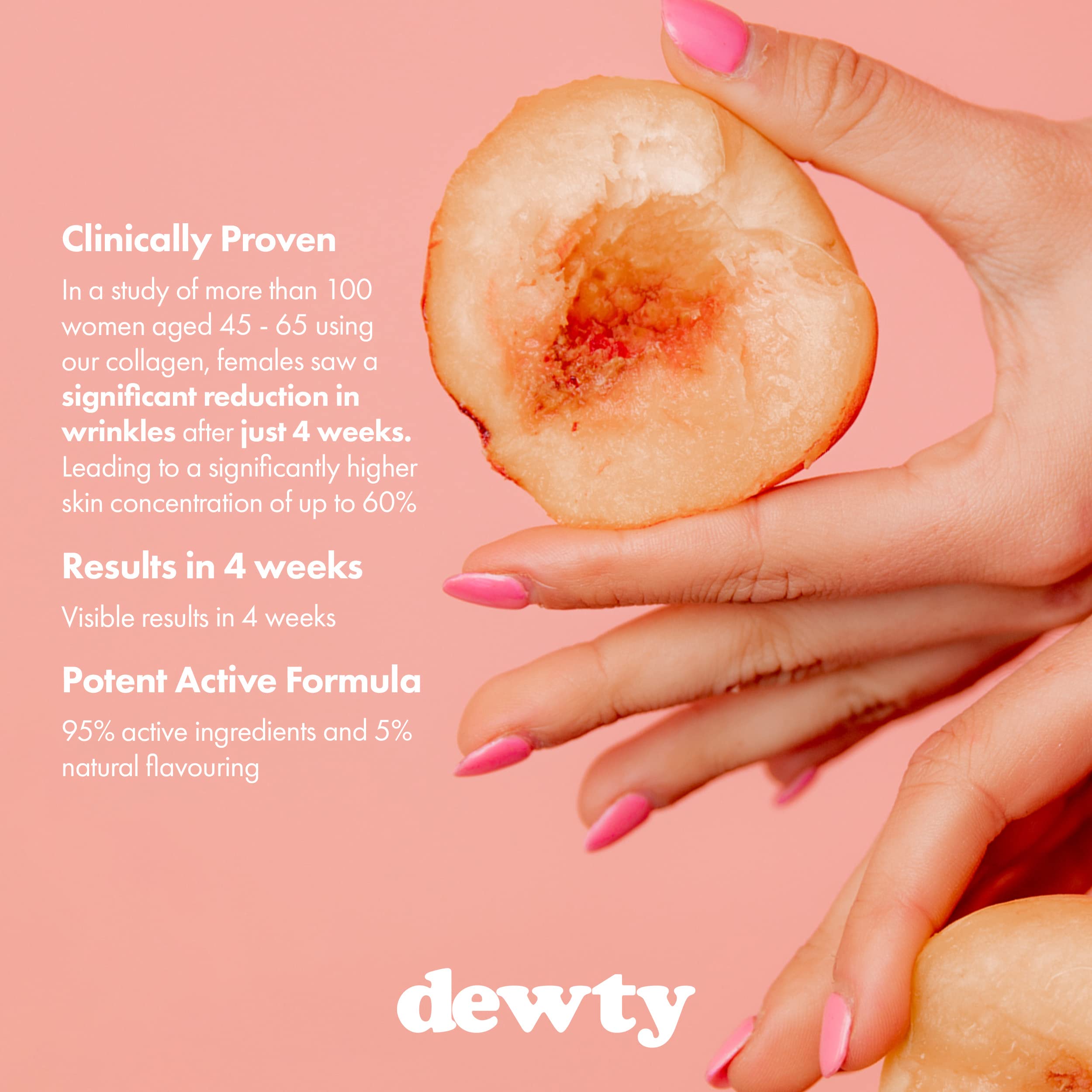 Dewty Collagen Drink - Peach Flavour Daily Collagen Supplements for Women - Individual Collagen Sachets Dewty uk supplements