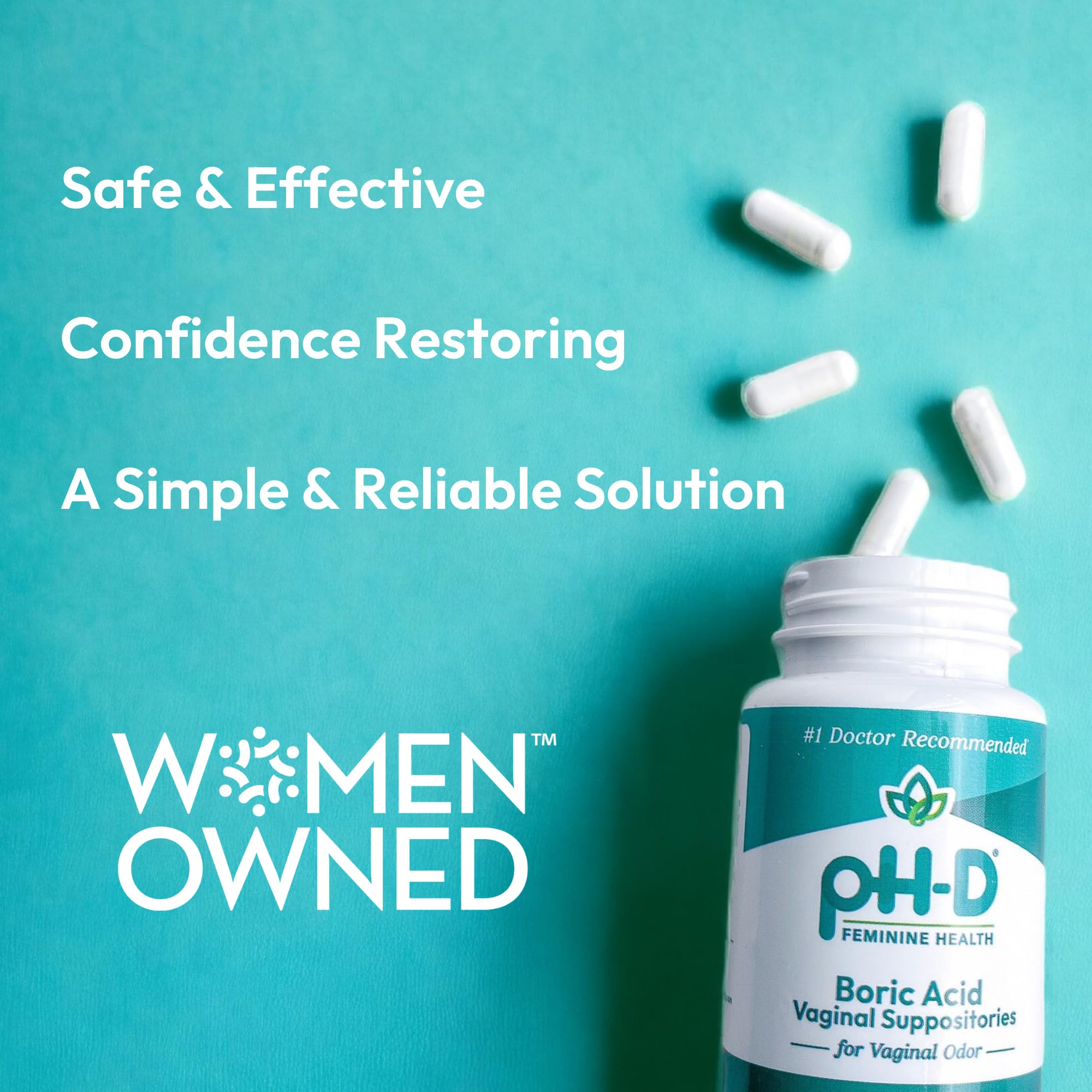 pH-D Feminine Health - 600 mg Boric Acid Suppositories - Woman Owned - for Vaginal Odor Use - 36 Count pH-D Feminine Health Support uk supplements