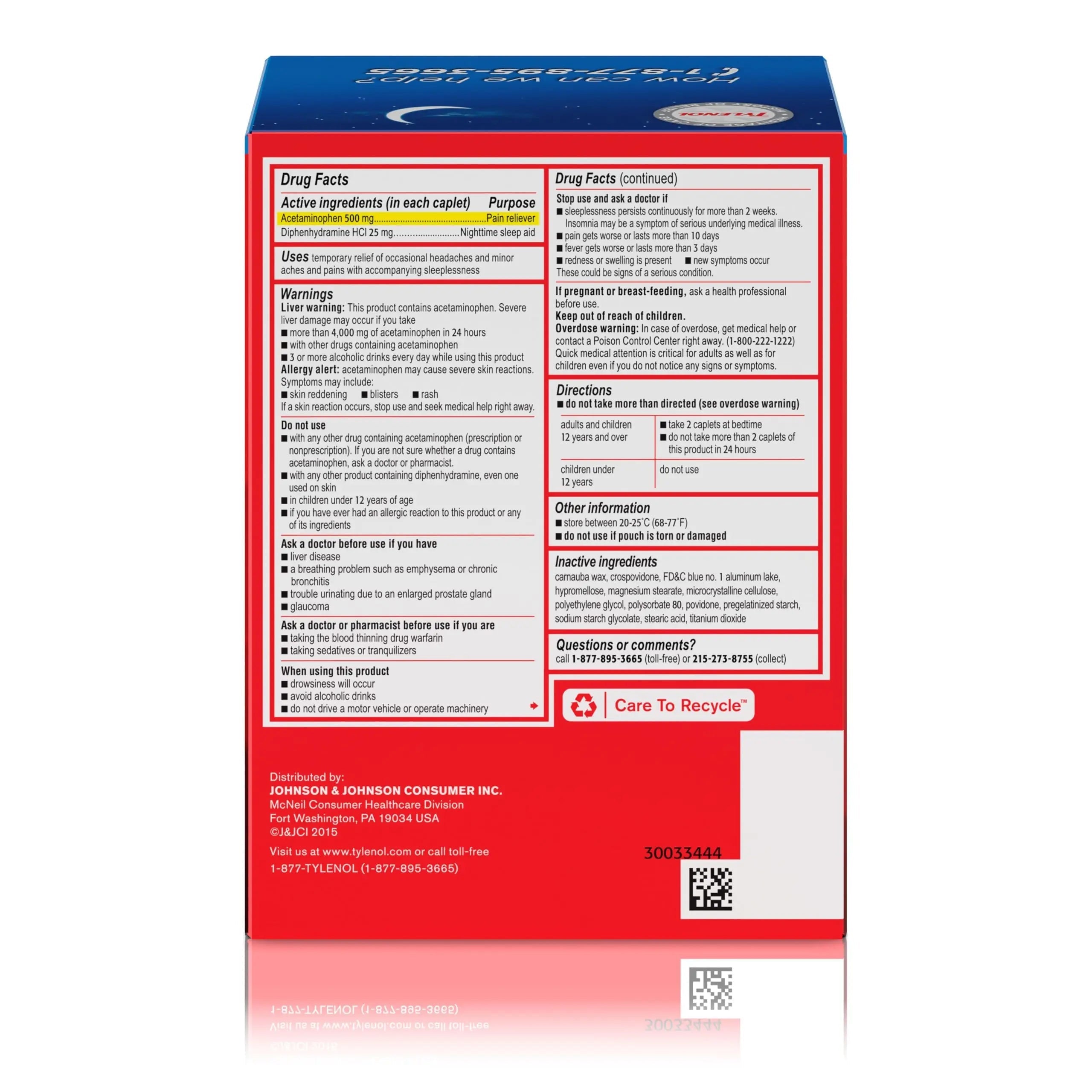 Tylenol PM Extra Strength Nighttime Pain Reliever Sleep Aid Caplets with Acetaminophen & Diphenhydramine HCl, Relief for Nighttime Aches & Pains, Travel Size, 50 Packs of 2 Caplets Tylenol uk supplements
