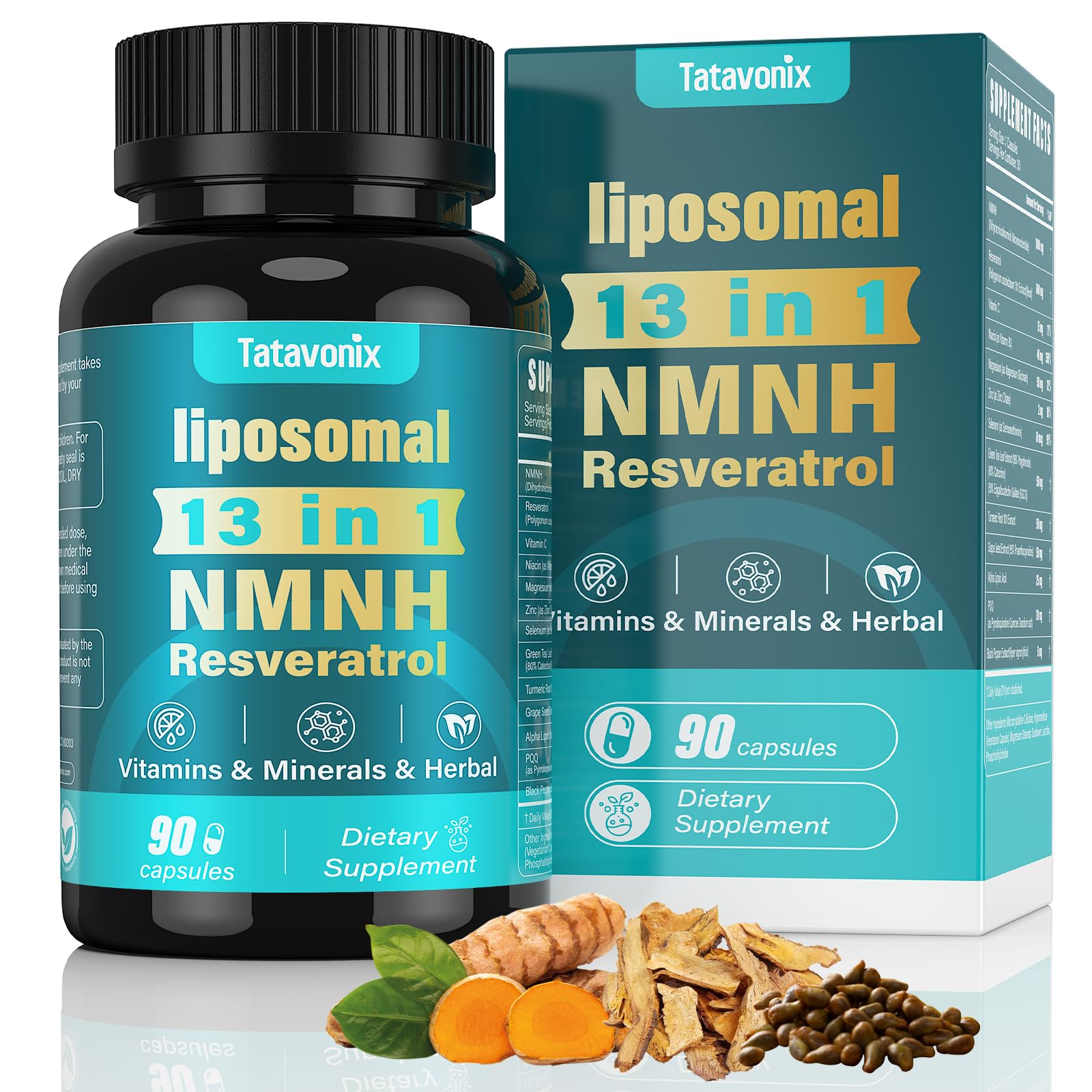 NMNH (Dihydronicotinamide Mononucleotide) 1000mg per Serving - NMN Alternative with Liposomal NAD+, Resveratrol & PQQ| Non-GMO, Gluten-Free | Supports Energy, Focus & Healthy Aging | 90 Capsules Tatavonix uk supplements