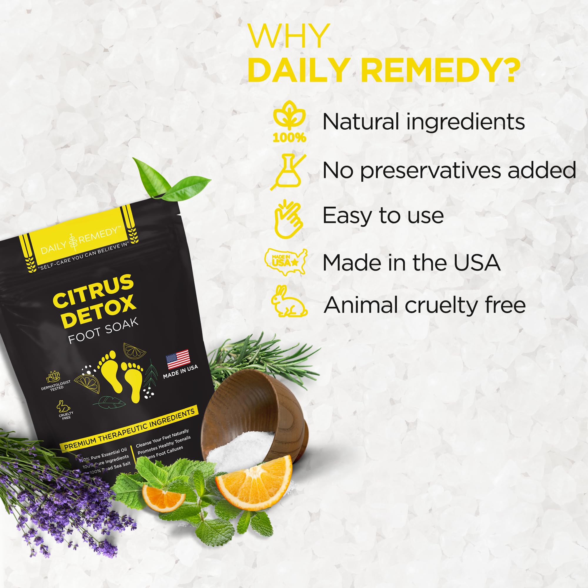 Citrus Detox Foot Soak with Epsom Salt - for Foot Callus, Immune Boost, Damaged Toenail DAILY REMEDY uk supplements