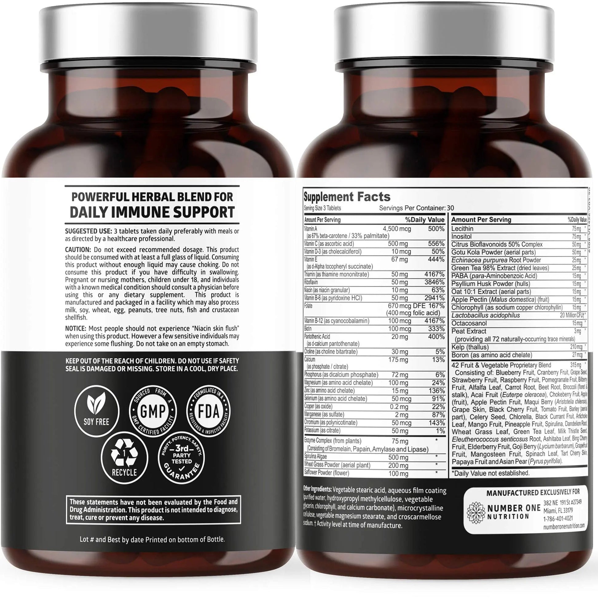 N1N Premium Plant Based Multivitamin [42 Powerful Ingredients] Men & Women Daily Multivitamins with Raw Veggies and Fruits, Probiotics Number One Nutrition uk supplements