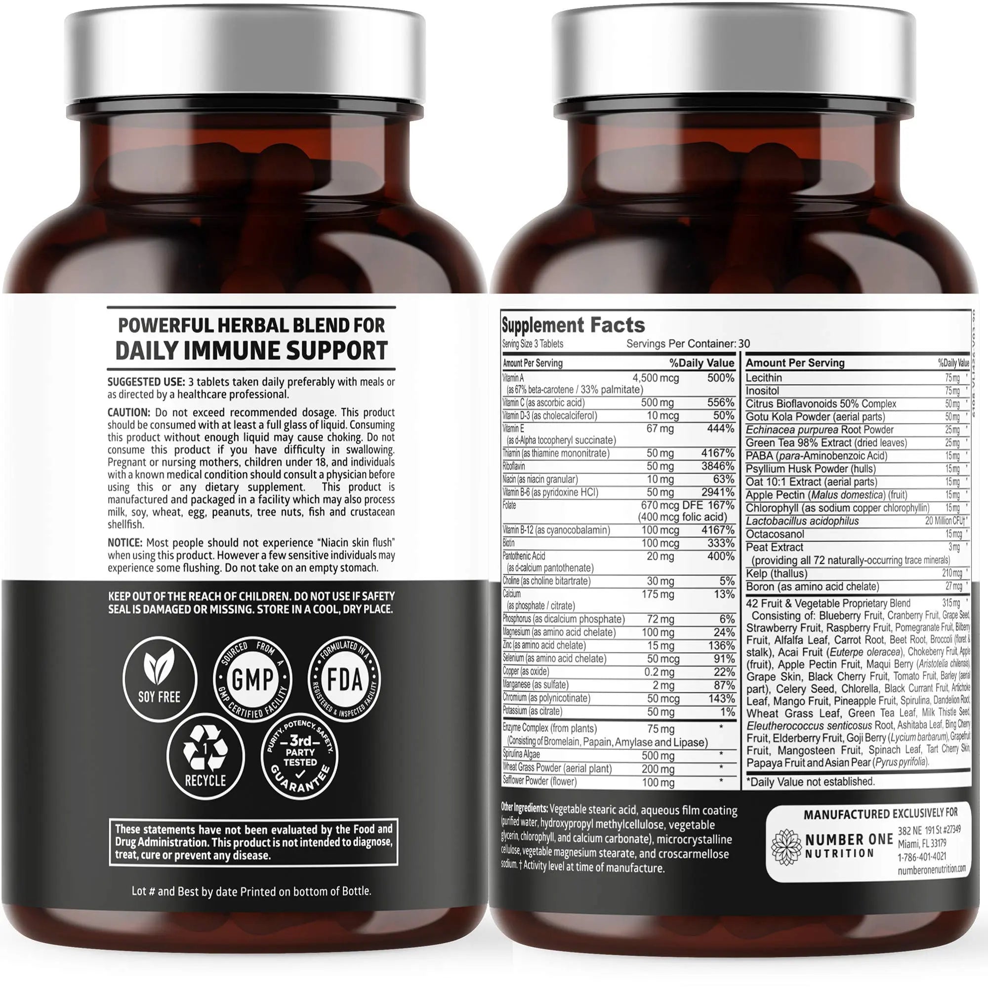 N1N Premium Plant Based Multivitamin [42 Powerful Ingredients] Men & Women Daily Multivitamins with Raw Veggies and Fruits, Probiotics Number One Nutrition uk supplements
