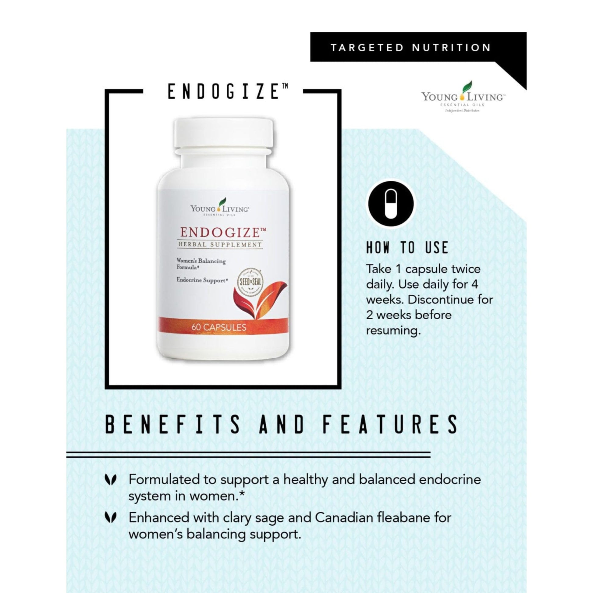 Young Living - EndoGize 60 Capsules | Hormonal Health & Endocrine System Support with Essential Oils | Daily Herbal Supplement for Women's Wellness & Balancing Formula Young Living uk supplements